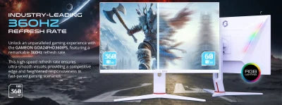Gameon Goa24fhd360ips Artic Pro Series 24’’ Fhd Gaming Monitor 360hz Refresh Rate 0.5ms Mprt Hdmi 2.1 Fast Ips Panel