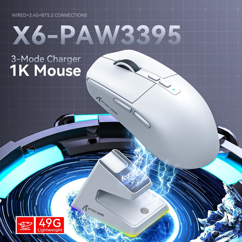 Attack Shark X6 Wireless Gaming Mouse with Charging Dock