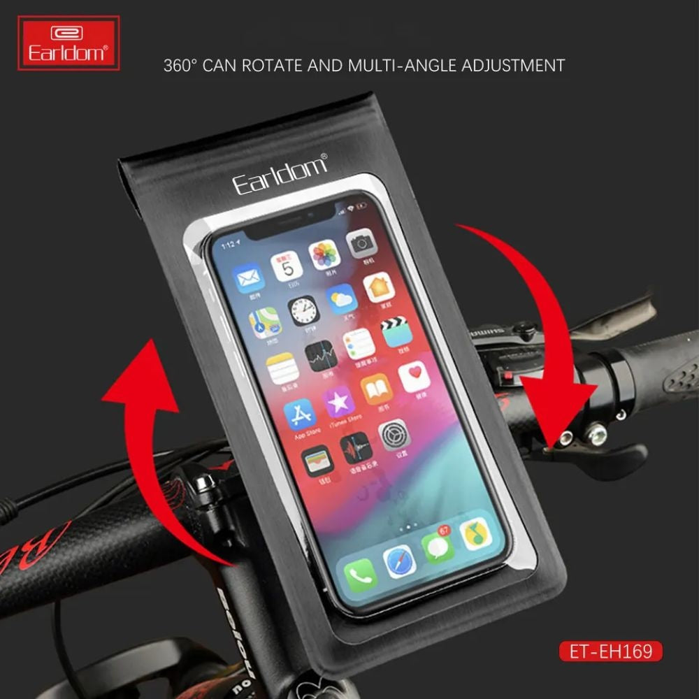 EARLDOM EH169 Bike Handlebar Phone Holder Pouch Bag Waterproof Cables & Chargers