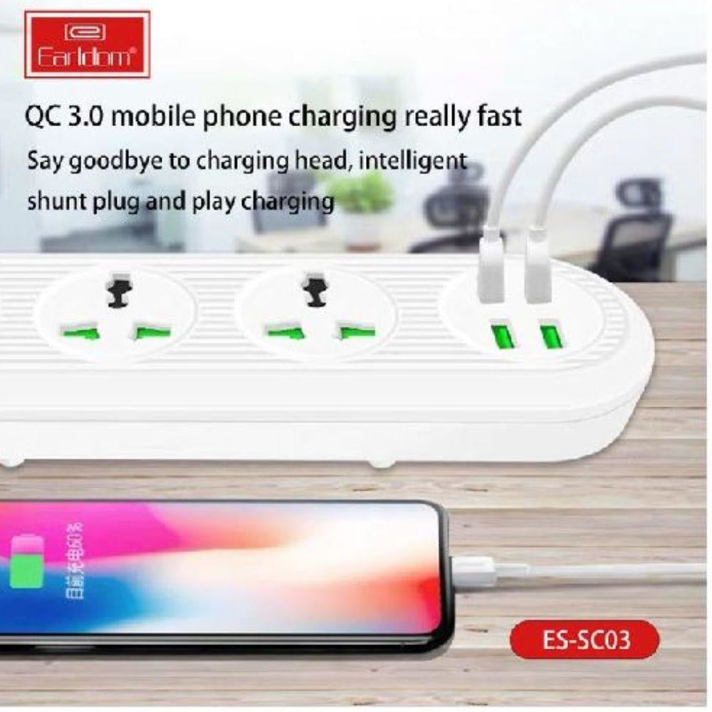 Earldom Earldom ES SC03 Power Socket 4USB 2500W / 2.1A 200CM EU Cables &