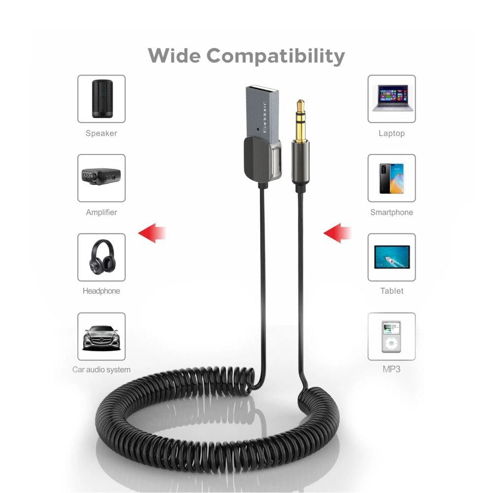 EARLDOM ET M64 Fashionable Design Aluminum Alloy 3.5mm AUX BT5.0 Car Usb