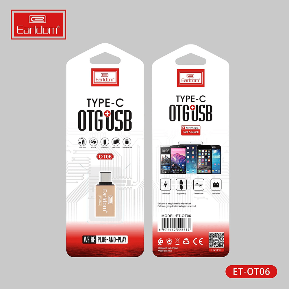 Earldom ET OT06 Type C Adapter Gold Cables & Chargers