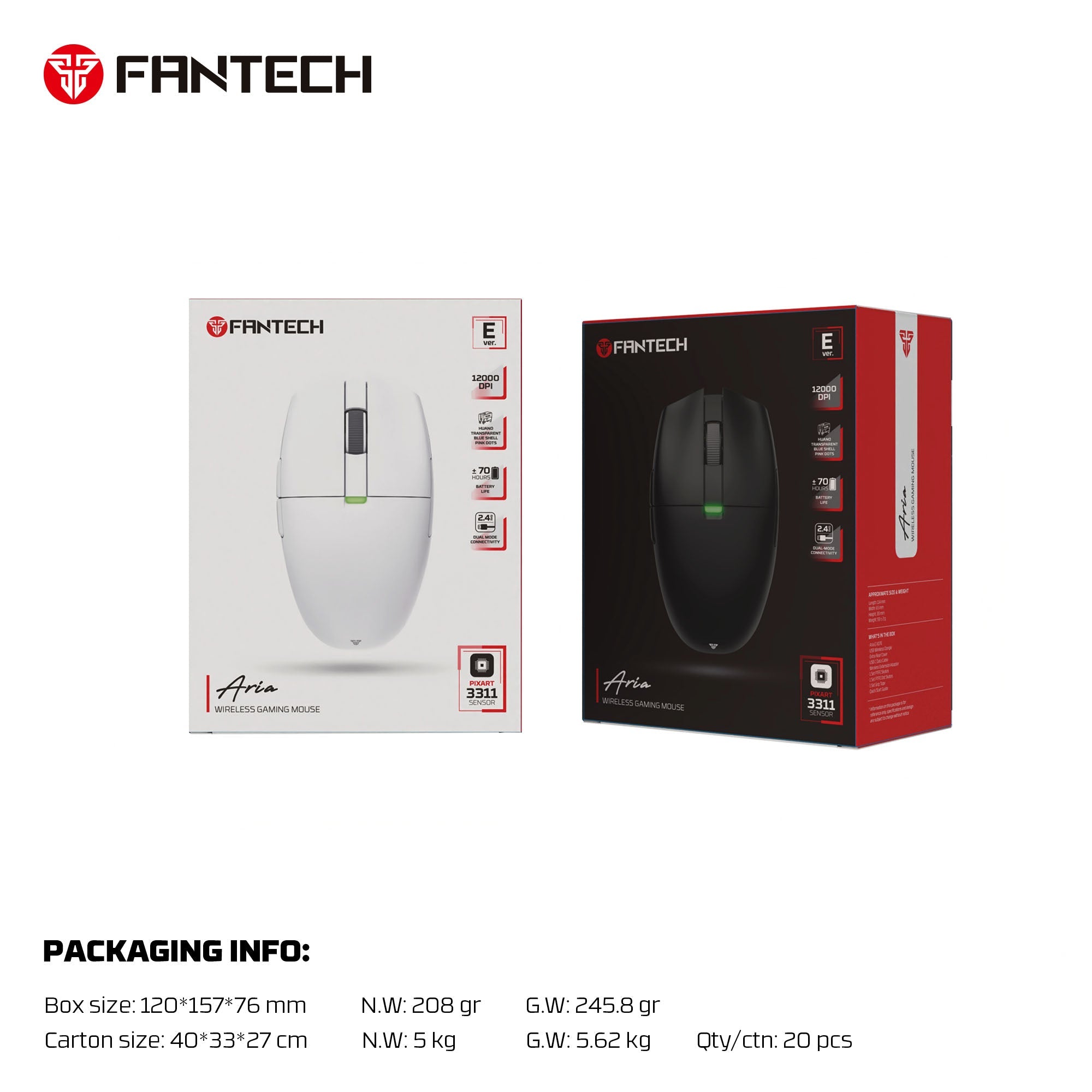 FANTECH ARIA XD7E WIRELESS GAMING MOUSE White Mouse