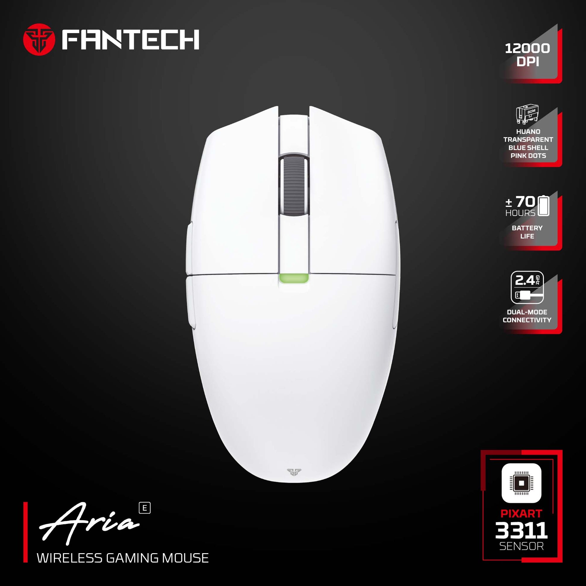 FANTECH ARIA XD7E WIRELESS GAMING MOUSE White Mouse