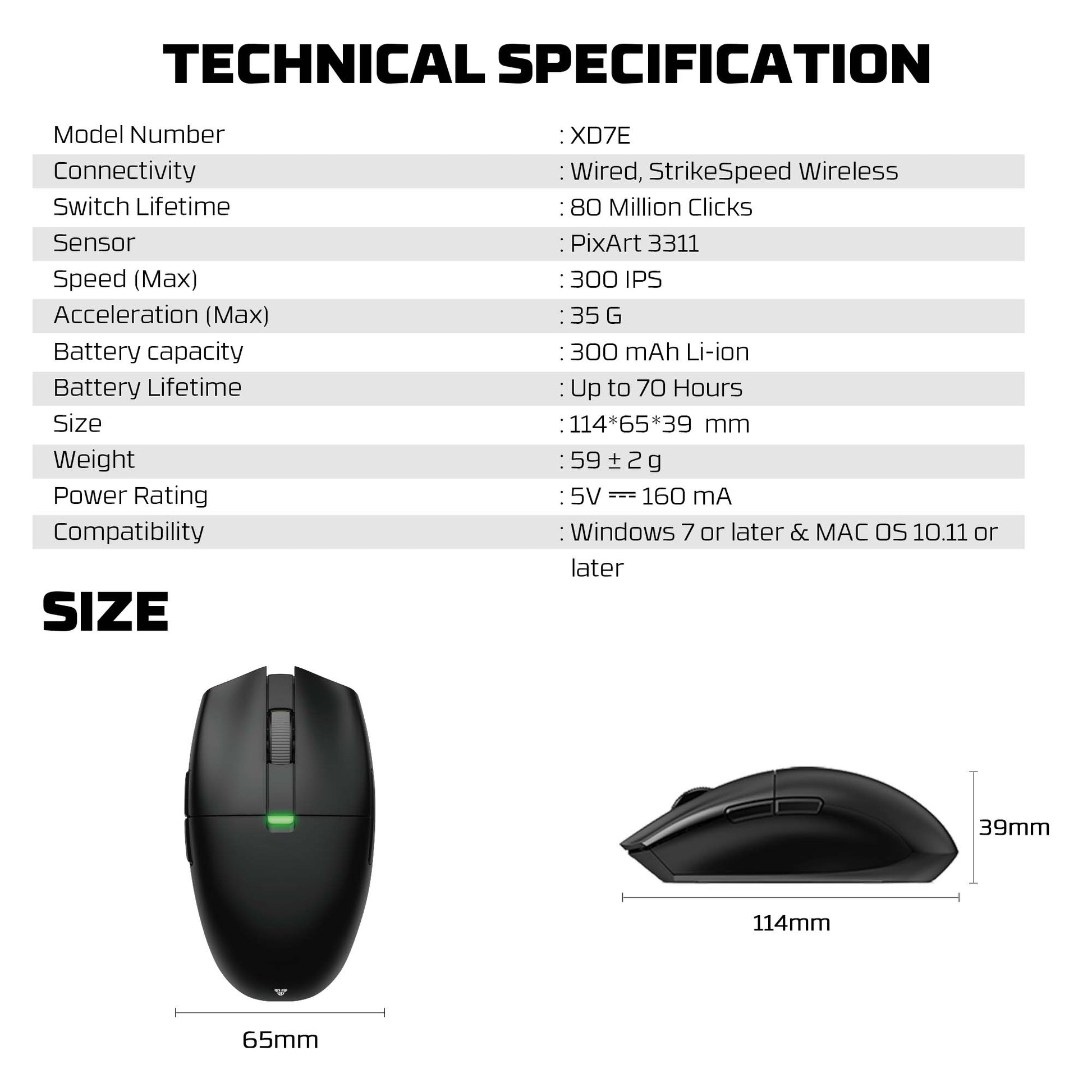 FANTECH ARIA XD7E WIRELESS GAMING MOUSE White Mouse