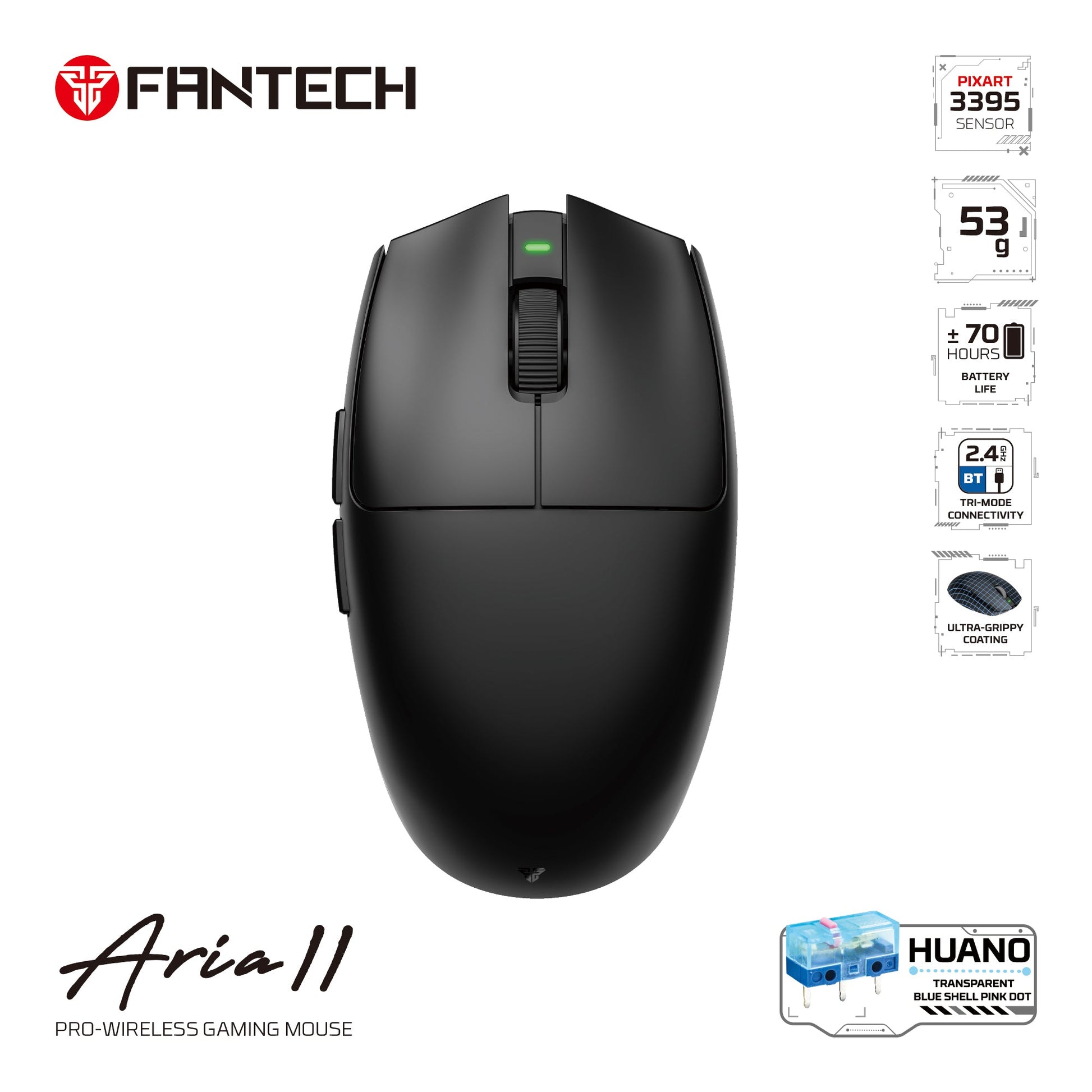 FANTECH ARIA XD7V2 Wireless Gaming Mouse 53g Ultra Lightweight HUANO Switches