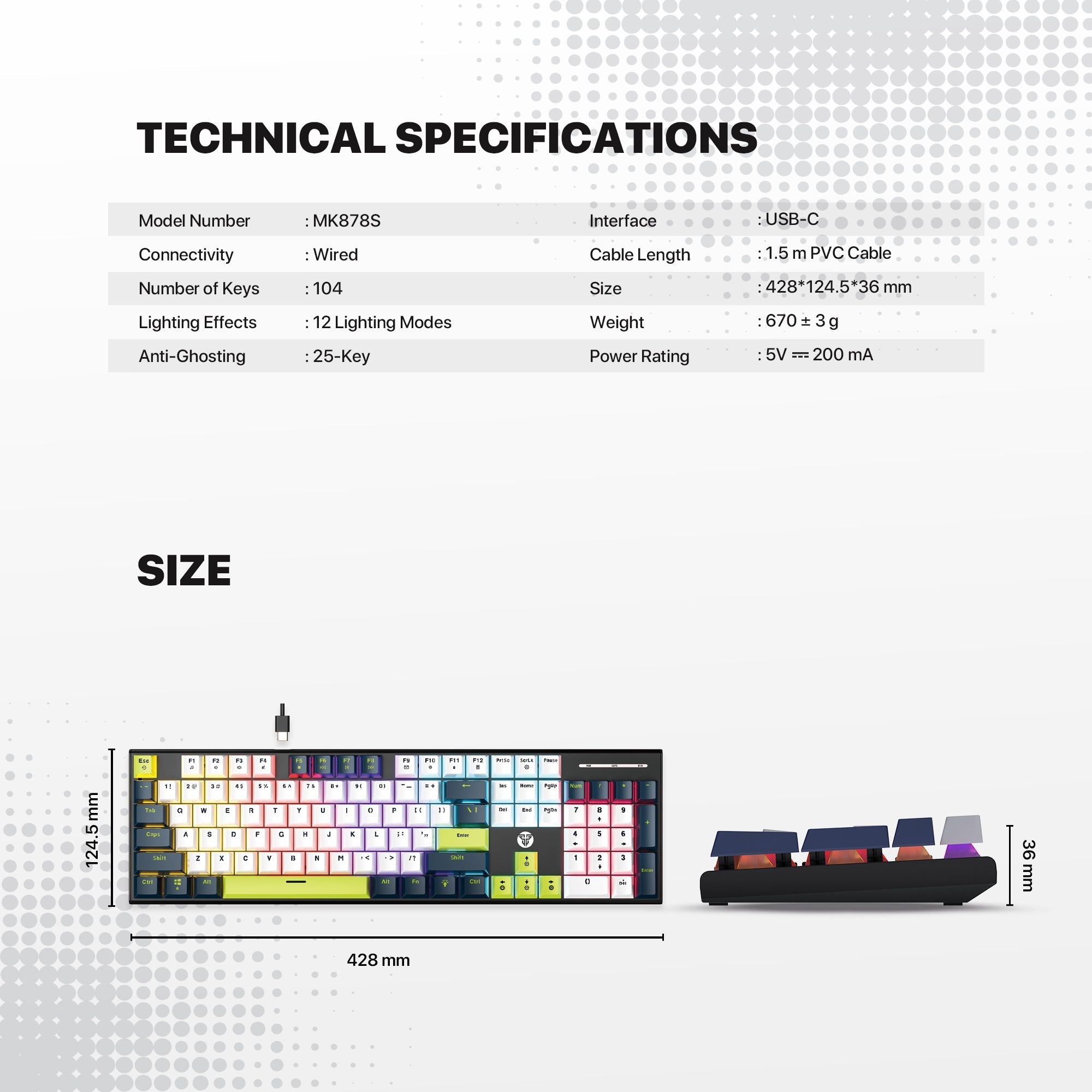 FANTECH ATOM104S MK878S MECHANICAL GAMING KEYBOARD MORI EDITION BLACK Keyboard