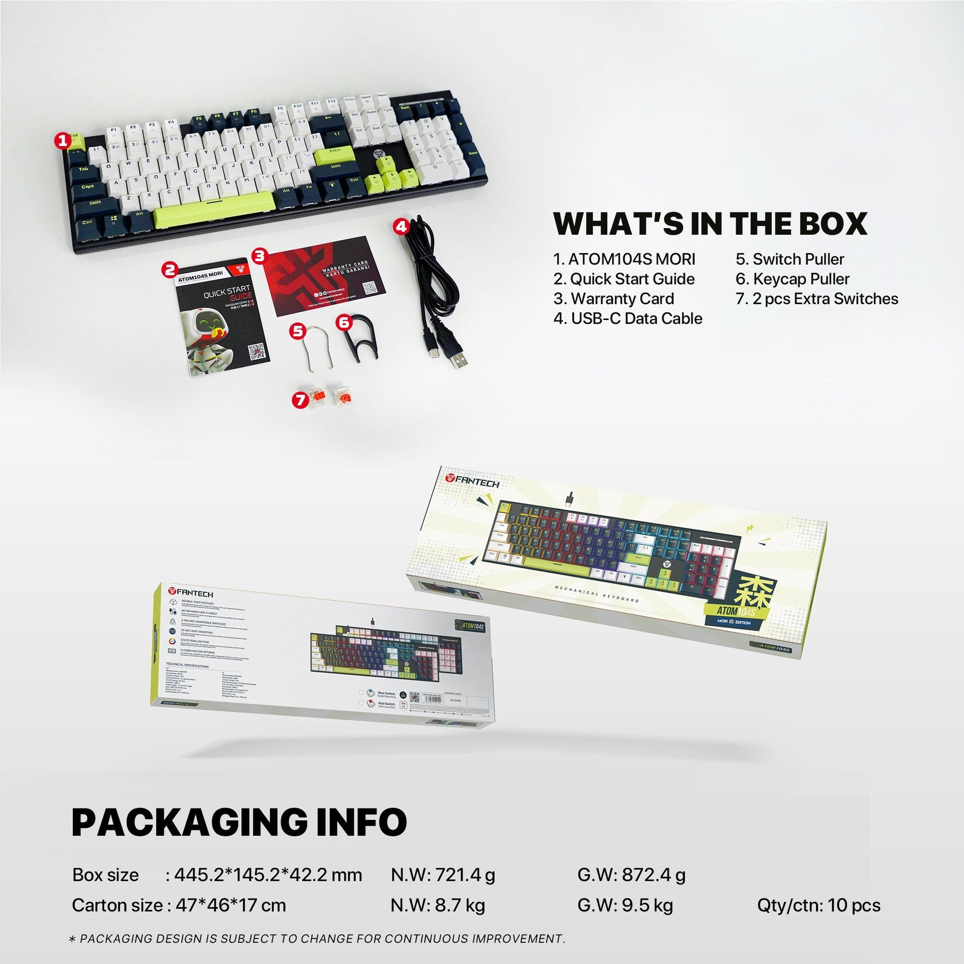 FANTECH ATOM104S MK878S MECHANICAL GAMING KEYBOARD MORI EDITION BLACK Keyboard