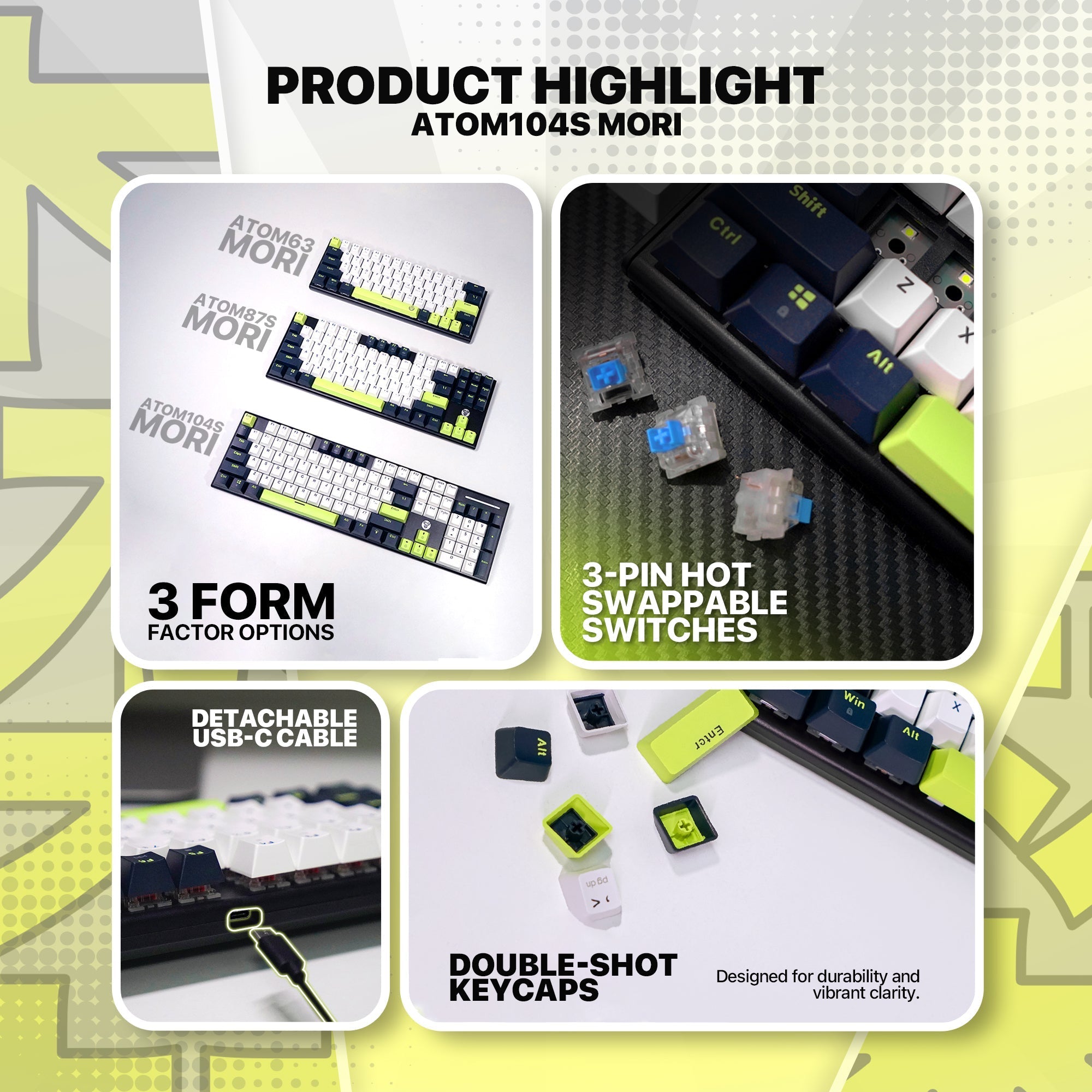 FANTECH ATOM104S MK878S MECHANICAL GAMING KEYBOARD MORI EDITION BLACK Keyboard