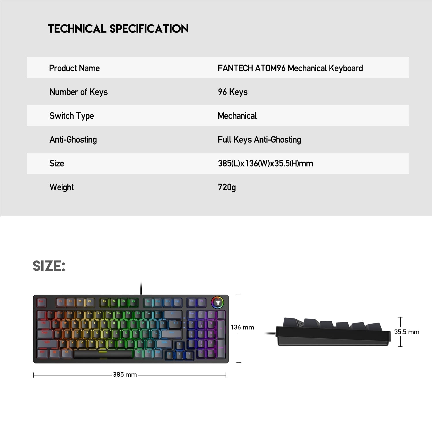 Fantech Atom96 MK890 Mechanical Gaming Keyboard Keyboard