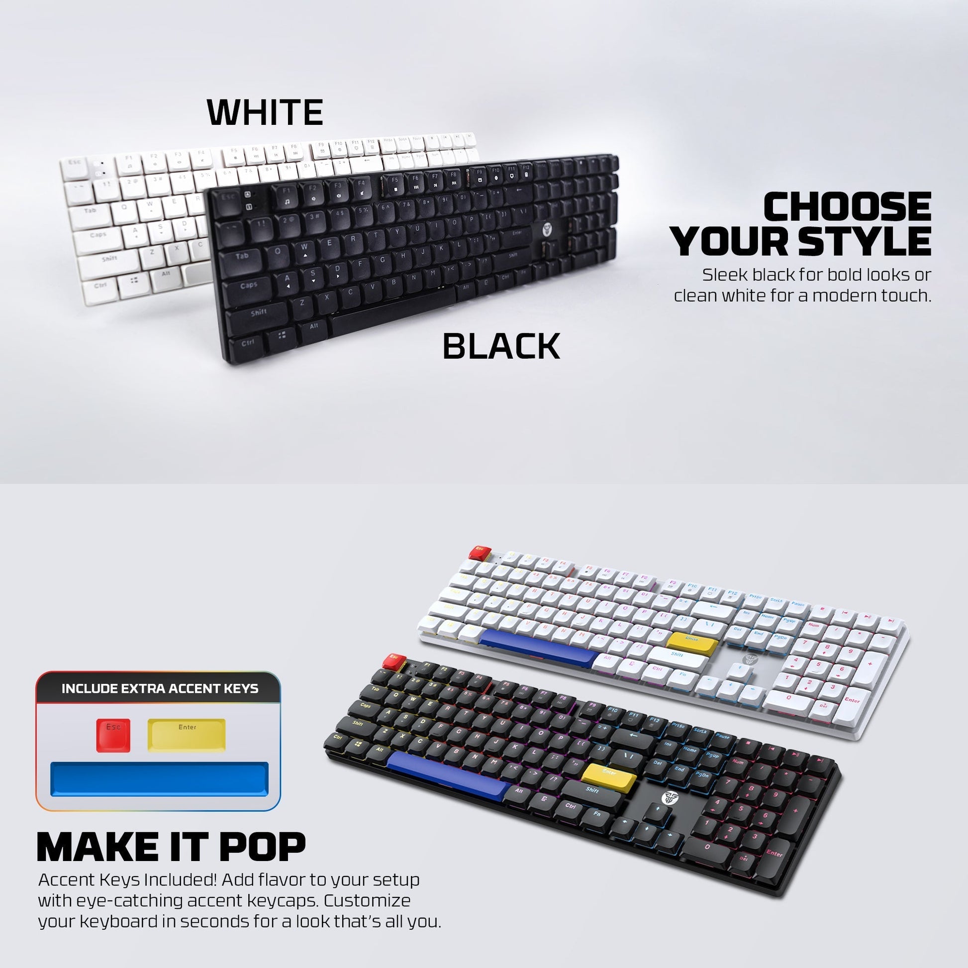 FANTECH ATOMAIR108 MK314 MECHANICAL KEYBOARD LOW PROFILE WHITE Keyboard