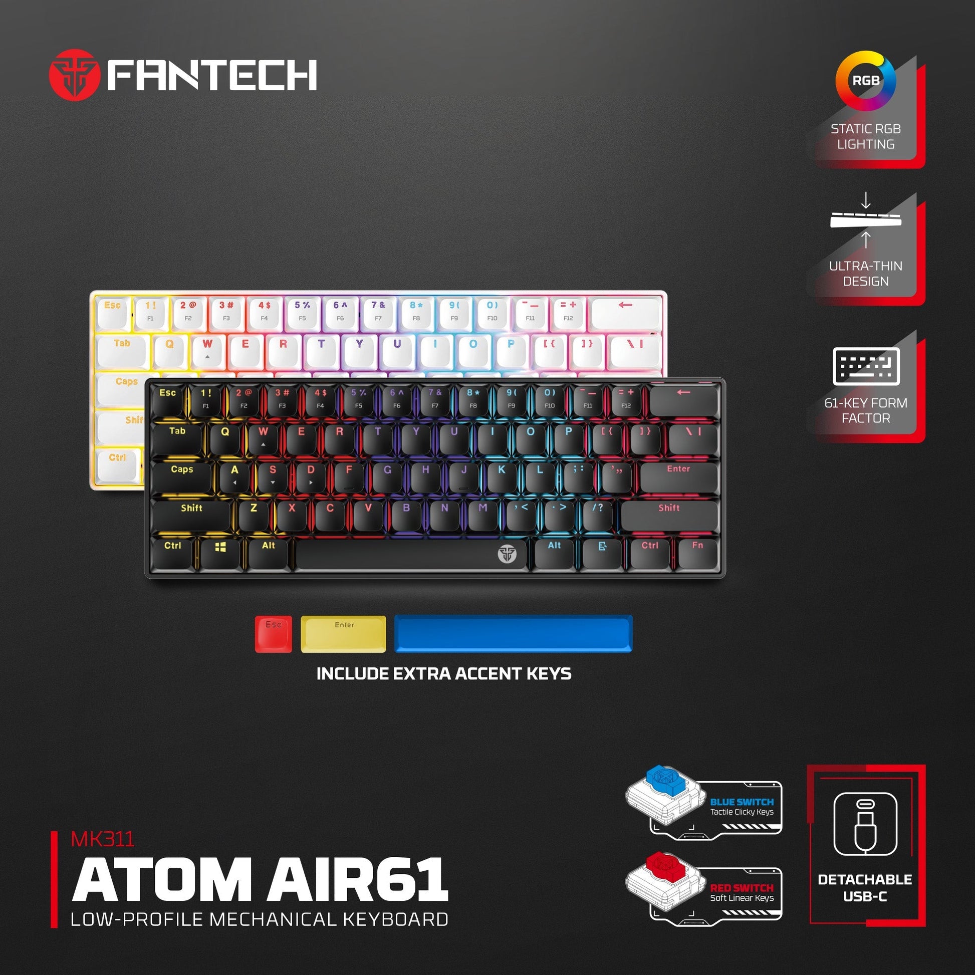FANTECH ATOMAIR61 MK311 MECHANICAL KEYBOARD LOW PROFILE Keyboard