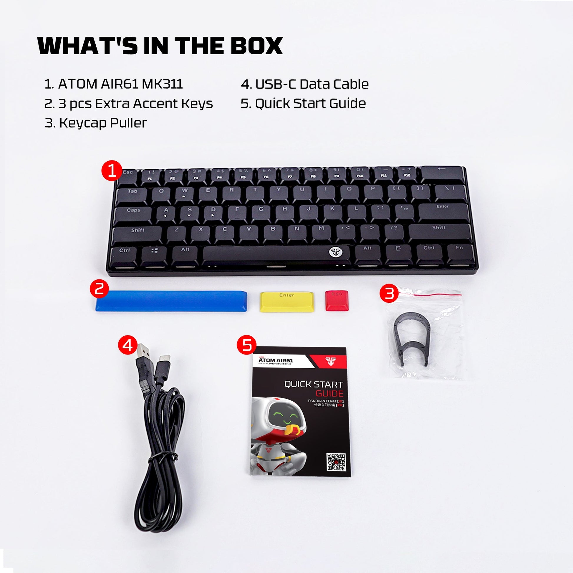 FANTECH ATOMAIR61 MK311 MECHANICAL KEYBOARD LOW PROFILE WHITE Keyboard