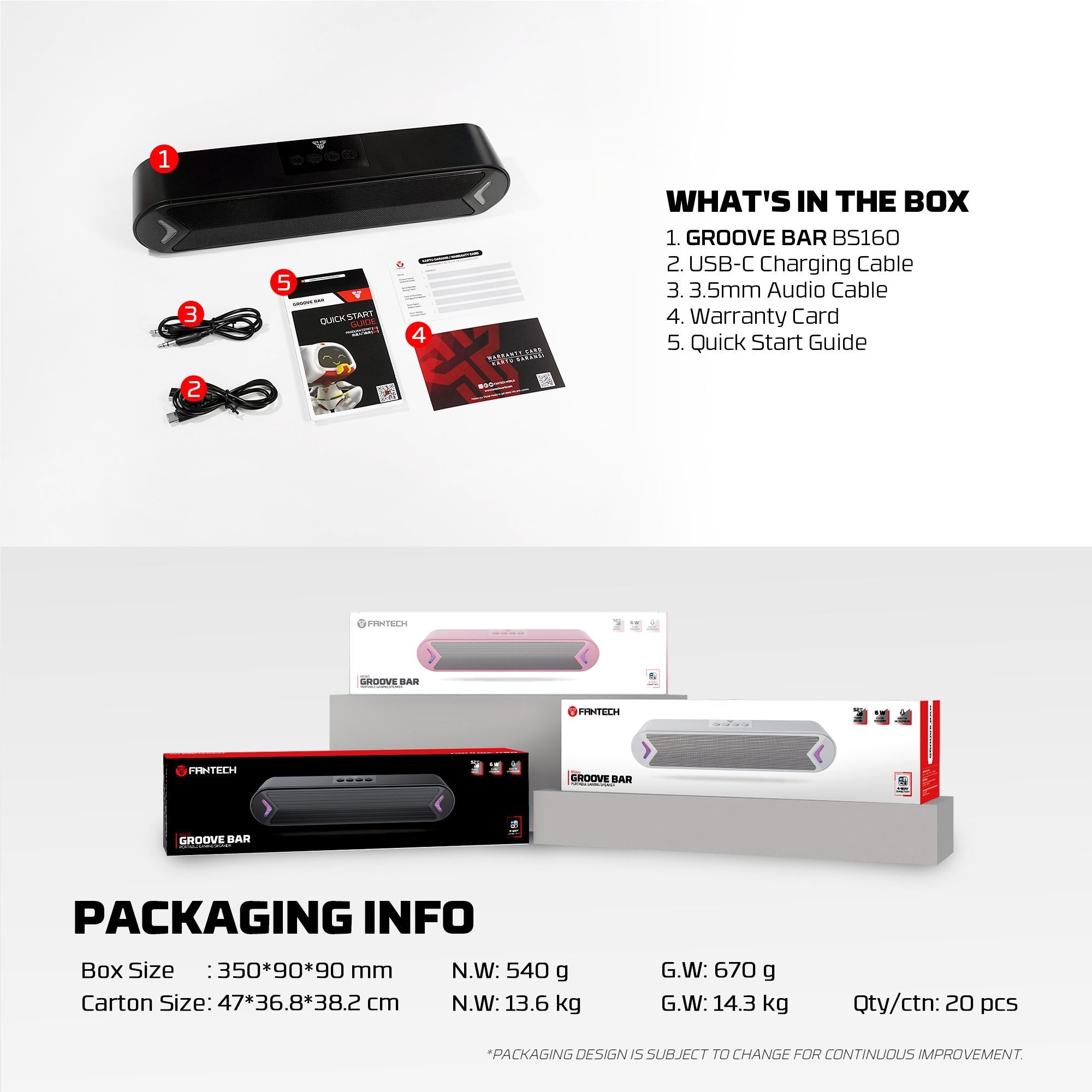 Fantech Bluetooth Speaker Groove Bar Bs160 Pink - Audio | Speakers