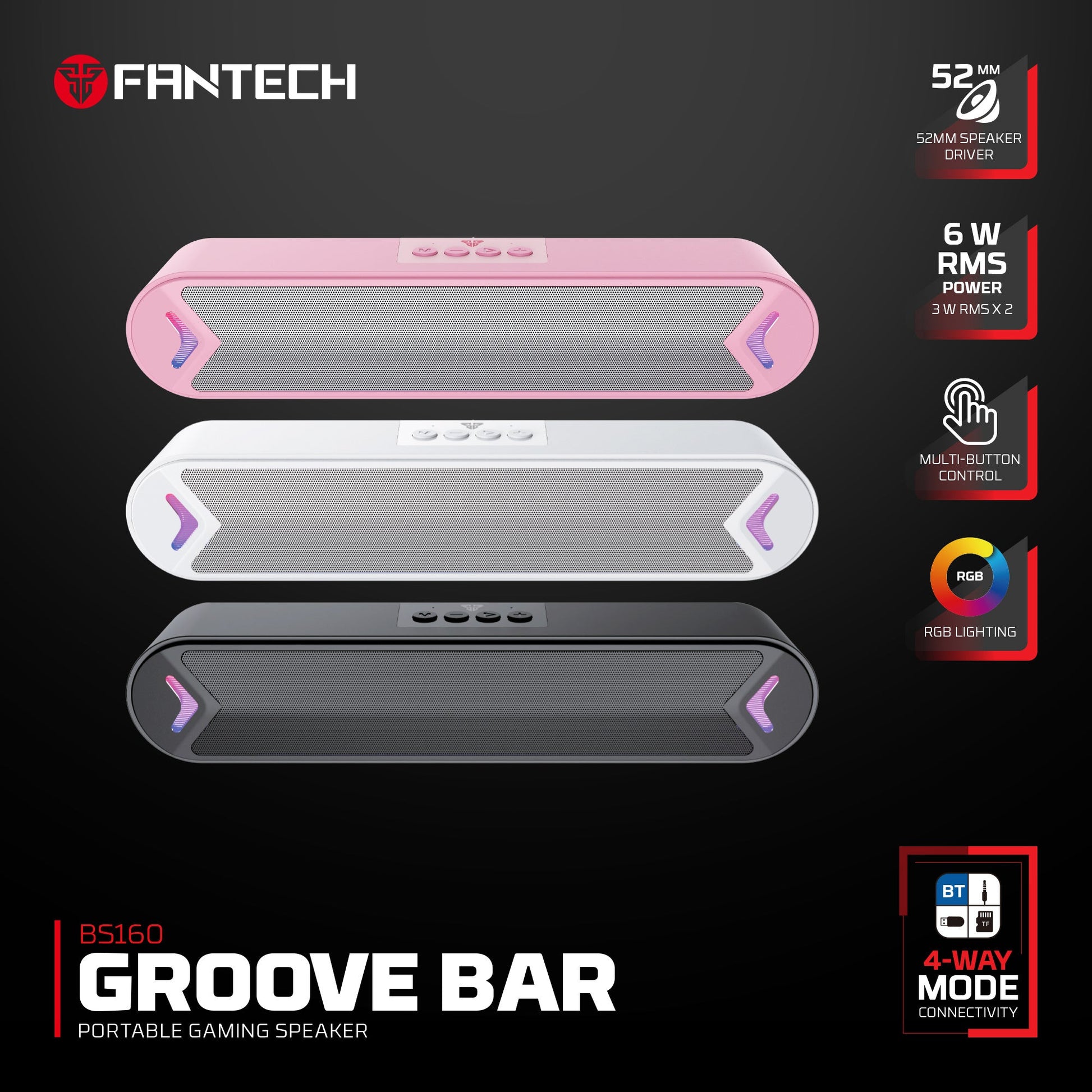 Fantech Bluetooth Speaker Groove Bar Bs160 Pink - Audio | Speakers
