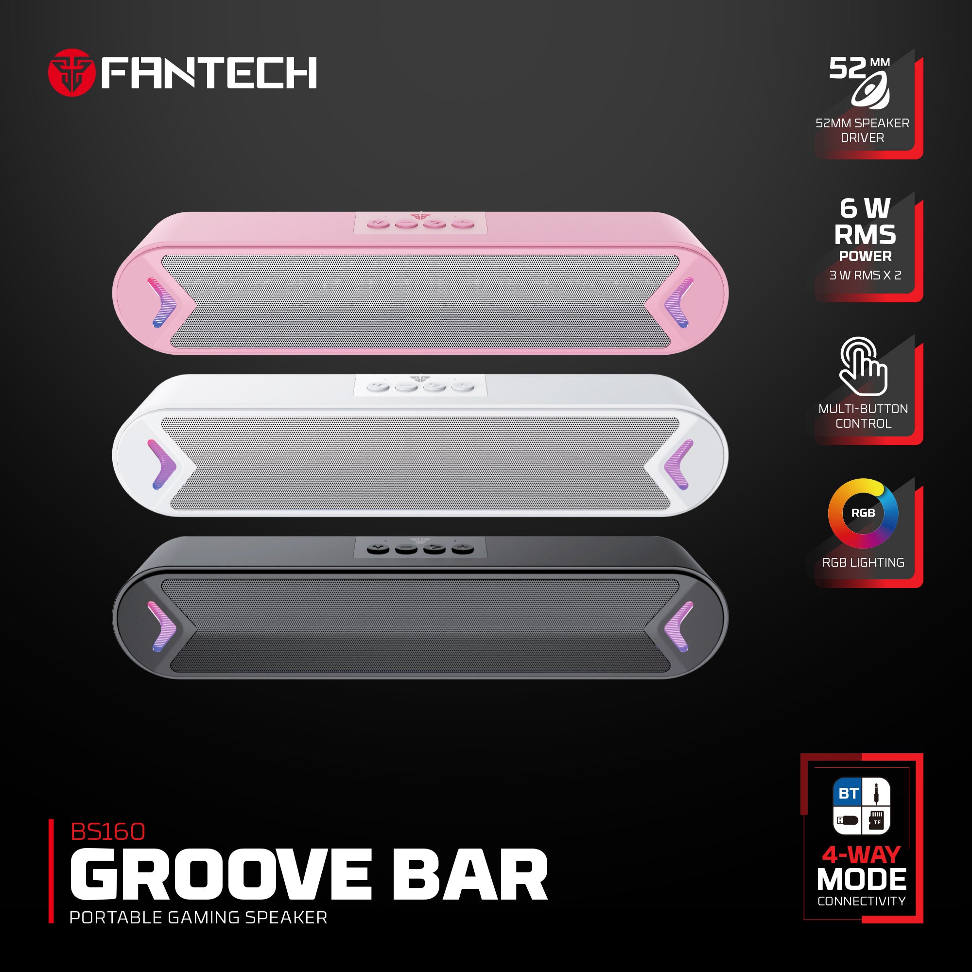 Fantech Bluetooth Speaker Groove Bar Bs160 White - Audio | Speakers