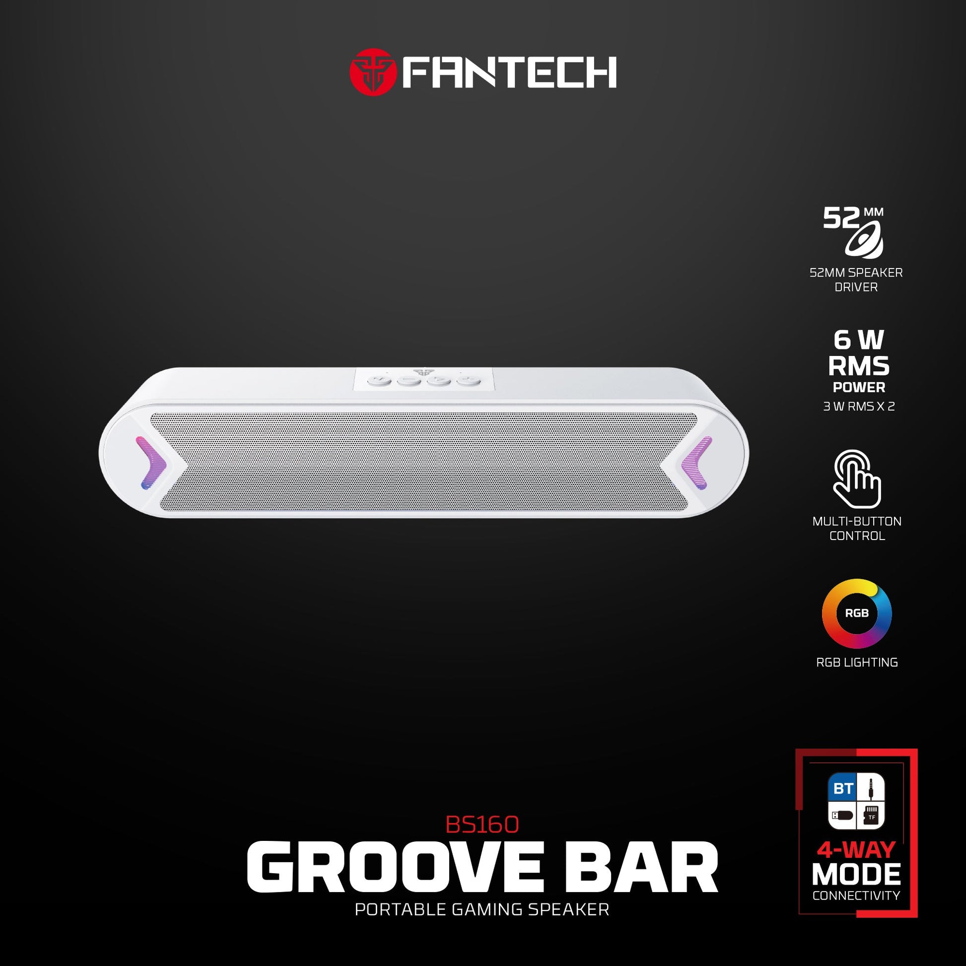 Fantech Bluetooth Speaker Groove Bar Bs160 White - Audio | Speakers