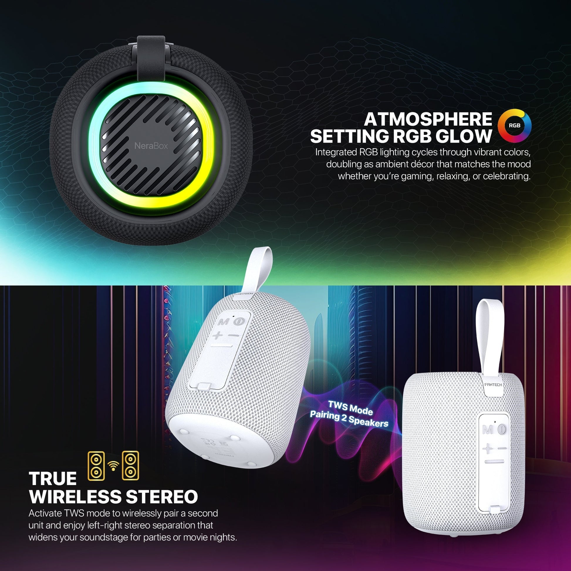 Fantech(bs157)-nerabox 5w Rms Portable Speaker - Gray