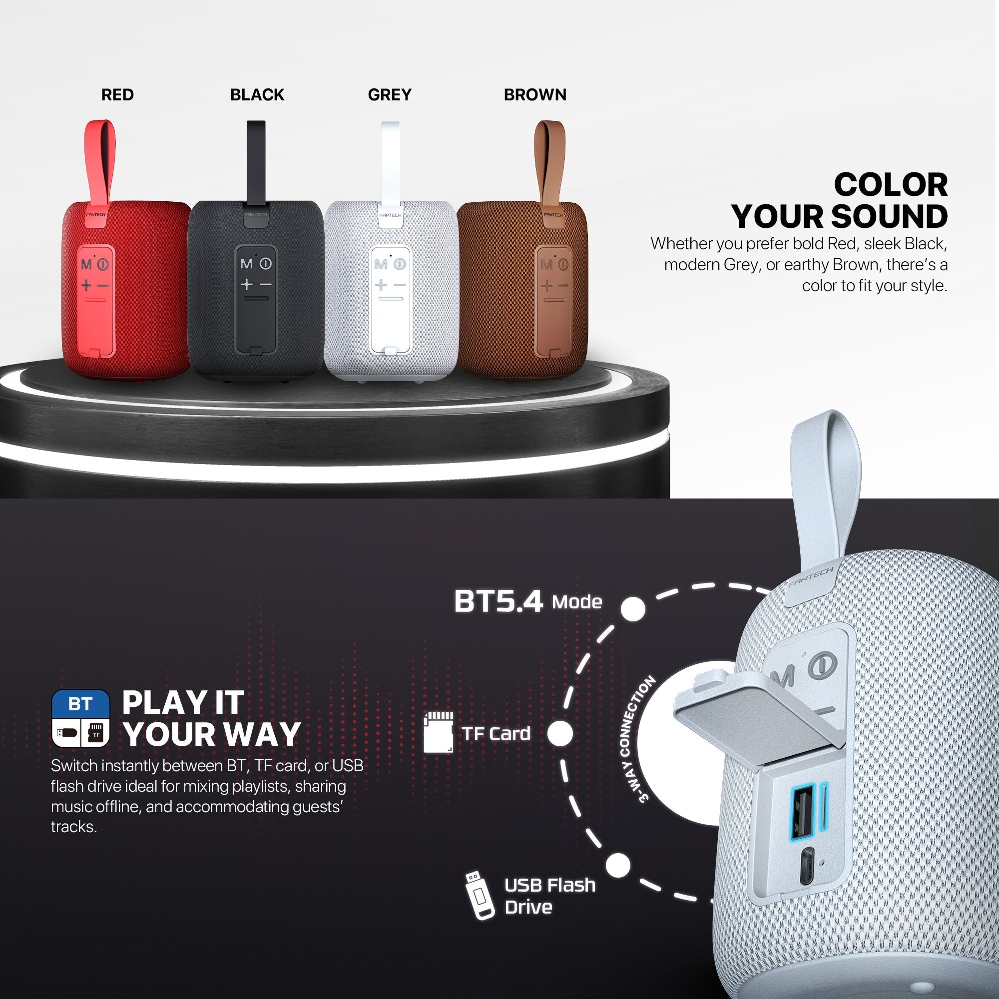 Fantech(bs157)-nerabox 5w Rms Portable Speaker - Gray