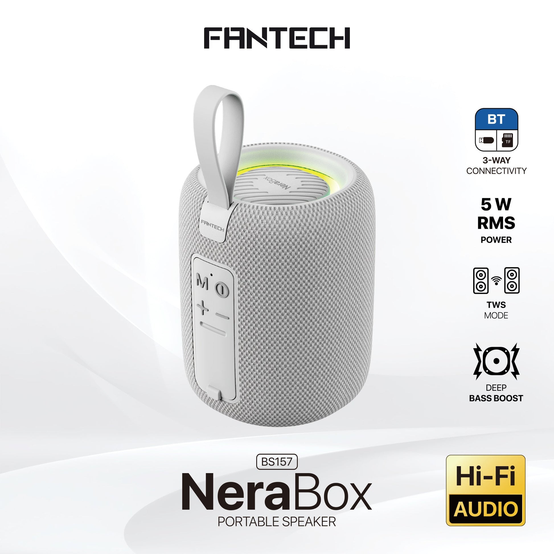 Fantech(bs157)-nerabox 5w Rms Portable Speaker - Gray