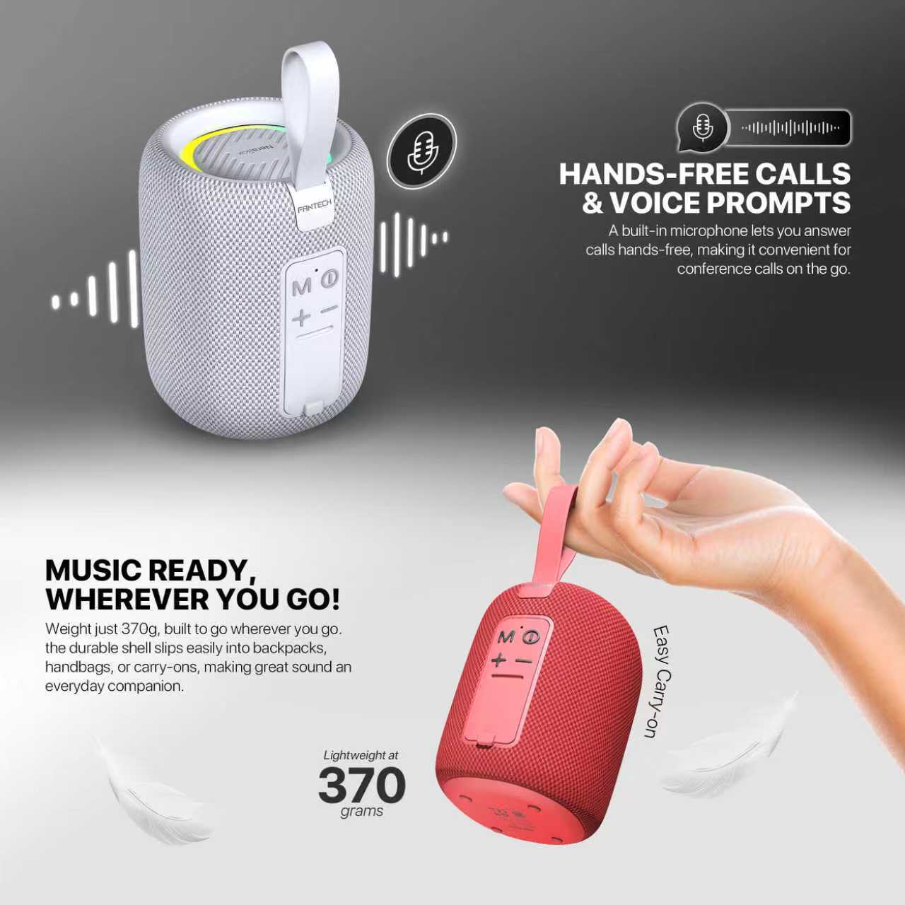 Fantech(bs157)-nerabox 5w Rms Portable Speaker - Gray