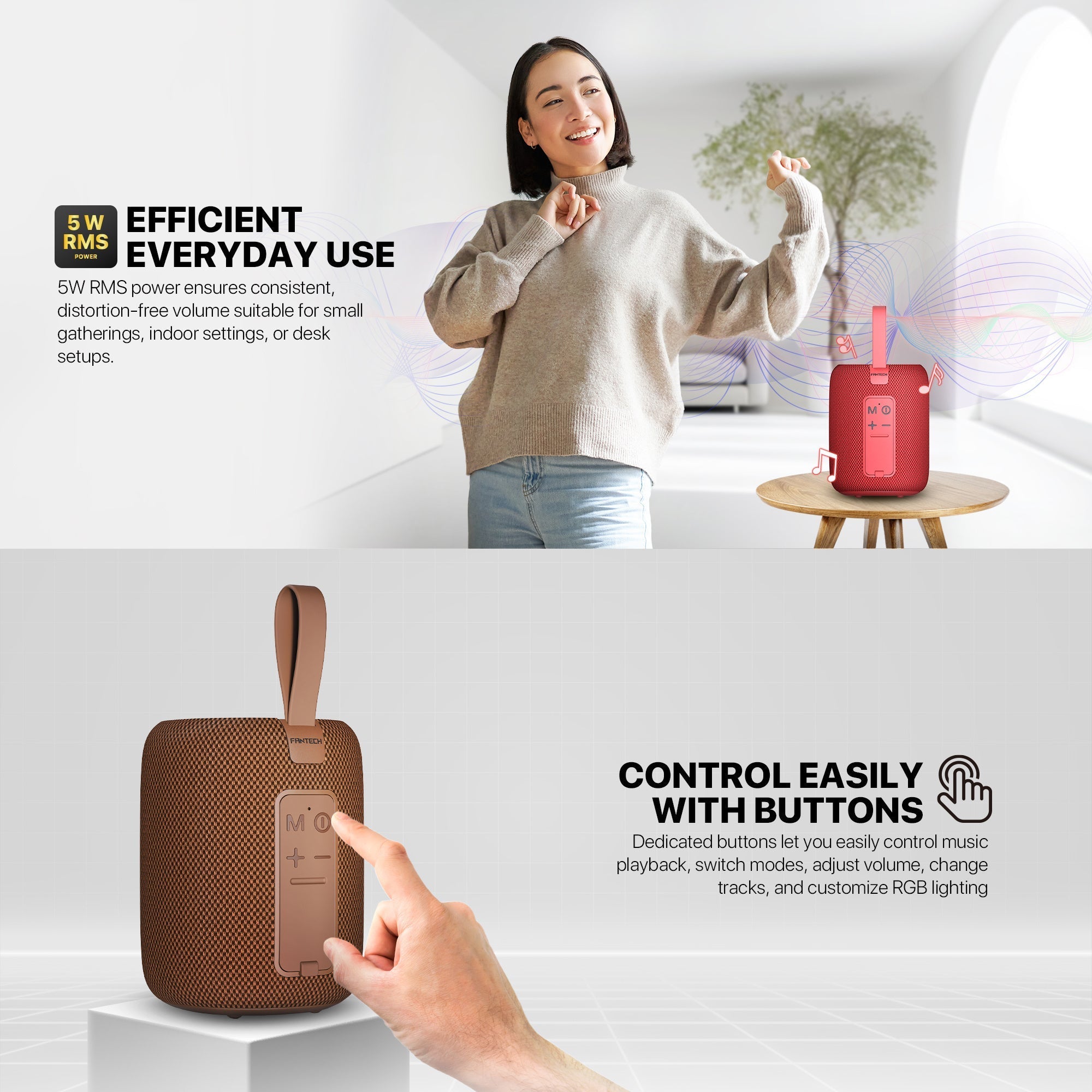 Fantech(bs157)-nerabox 5w Rms Portable Speaker - Red - Audio | Speakers