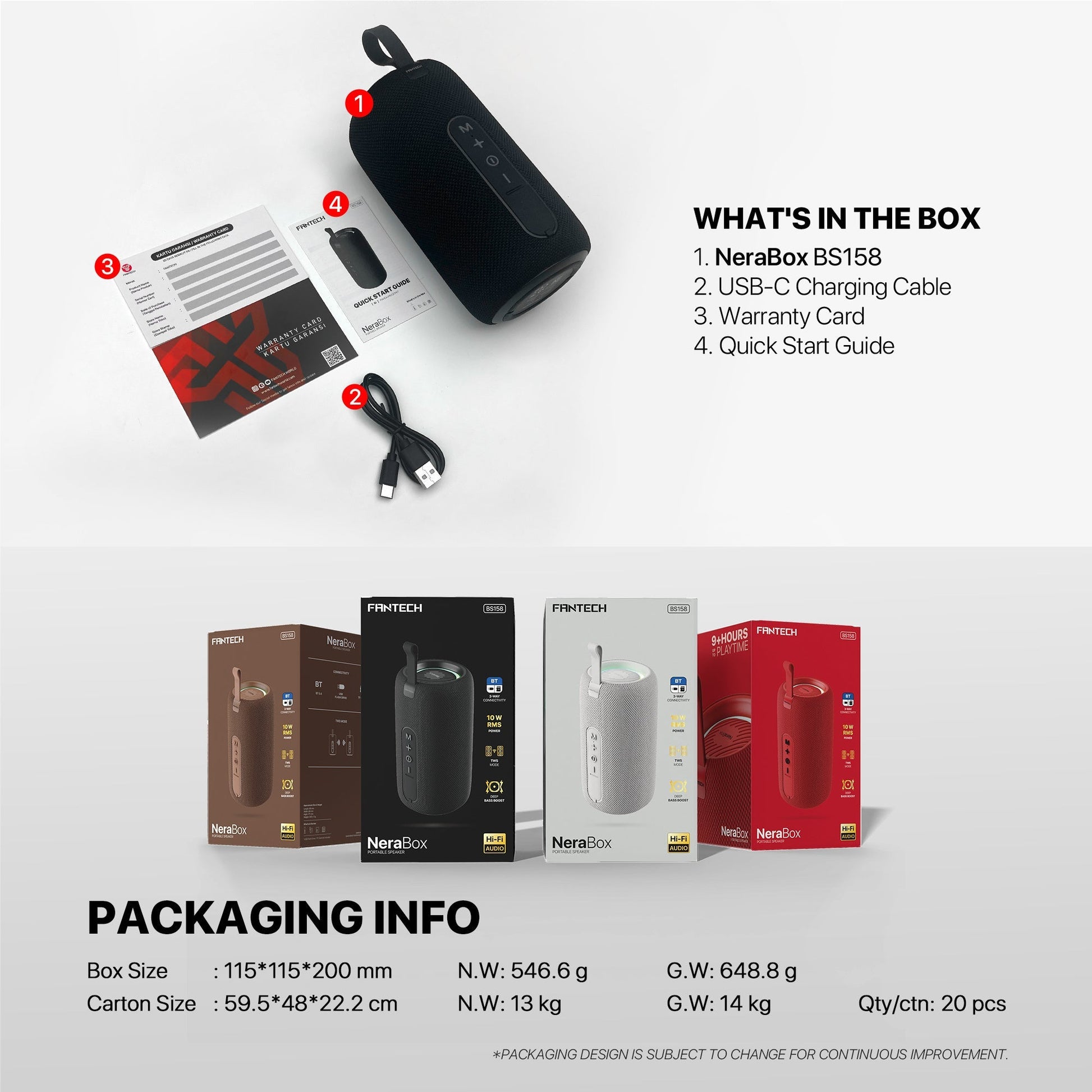 Fantech Bs158 Nerabox 10w Rms Portable Speaker - Red - Audio | Speakers