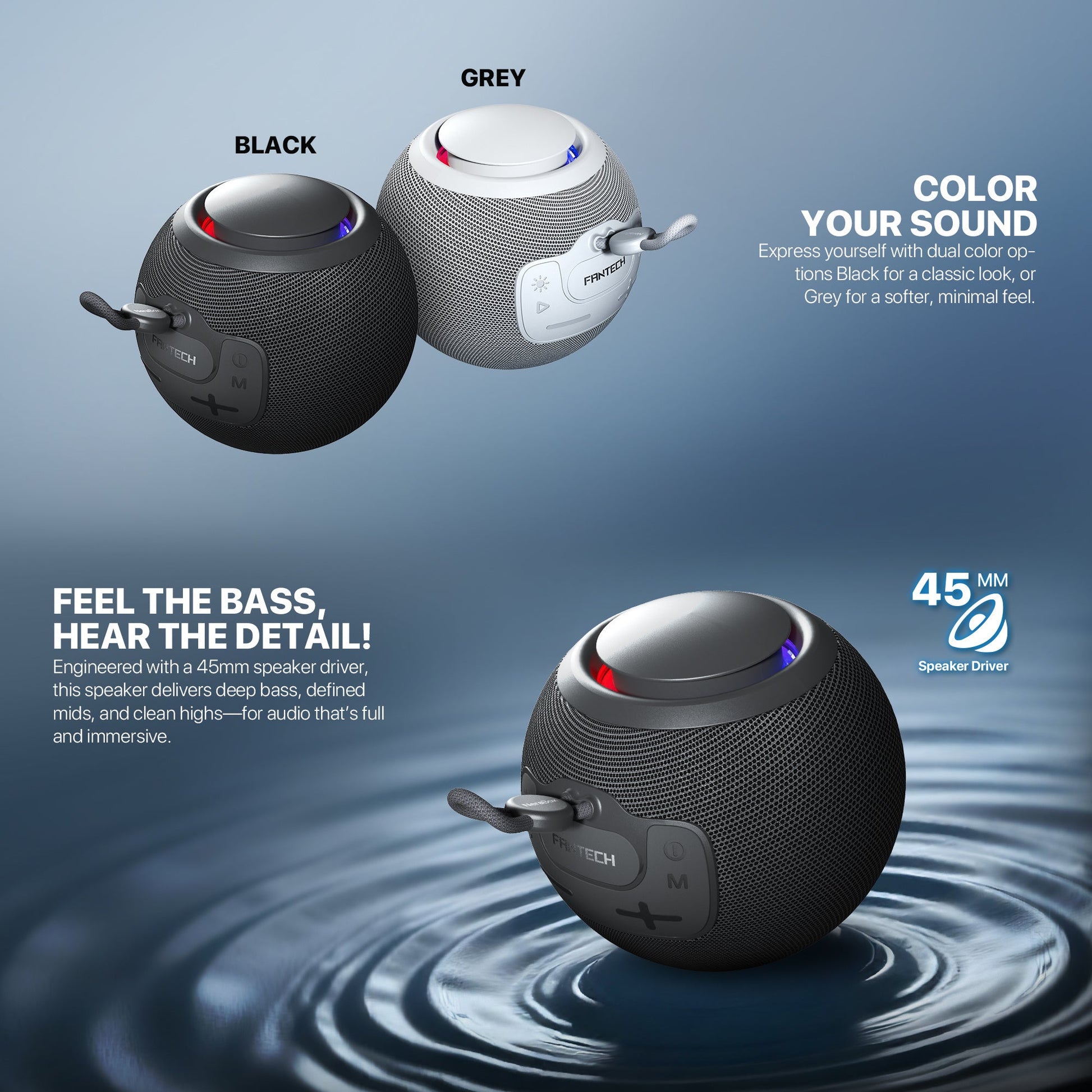 Fantech Bs161 Portable Bt Wireless Speaker Tws 4-way Connectivity Tf Card Party use Hands-free Call Rgb Mini Deep Bass