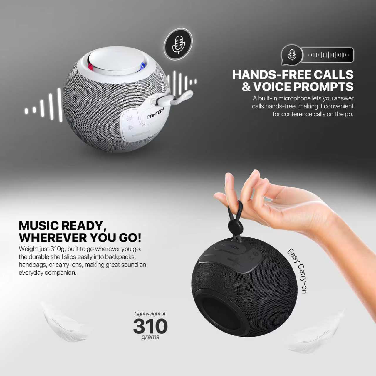 Fantech Bs161 Portable Bt Wireless Speaker Tws 4-way Connectivity Tf Card Party use Hands-free Call Rgb Mini Deep Bass