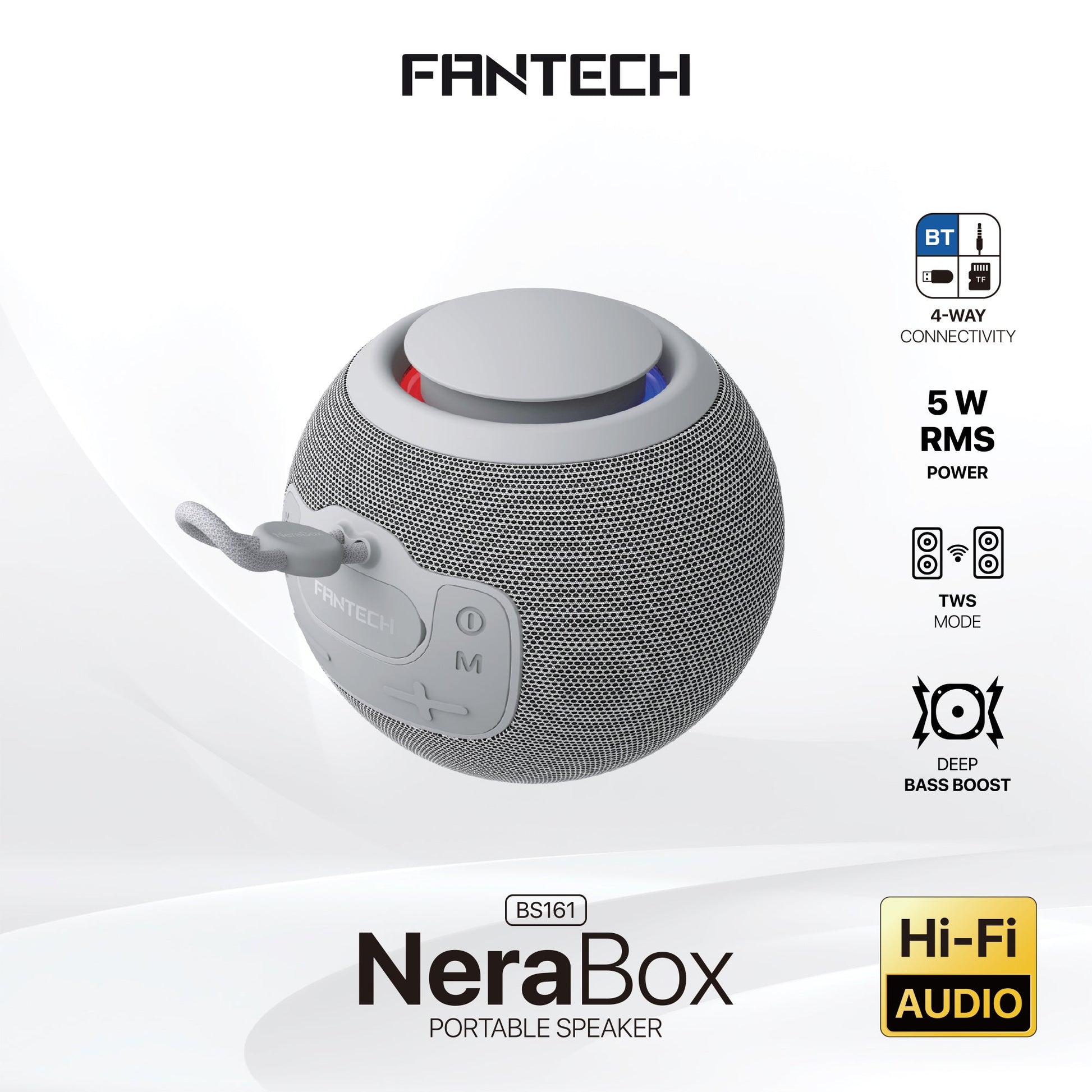 Fantech Bs161 Portable Bt Wireless Speaker Tws 4-way Connectivity Tf Card Party use Hands-free Call Rgb Mini Deep Bass