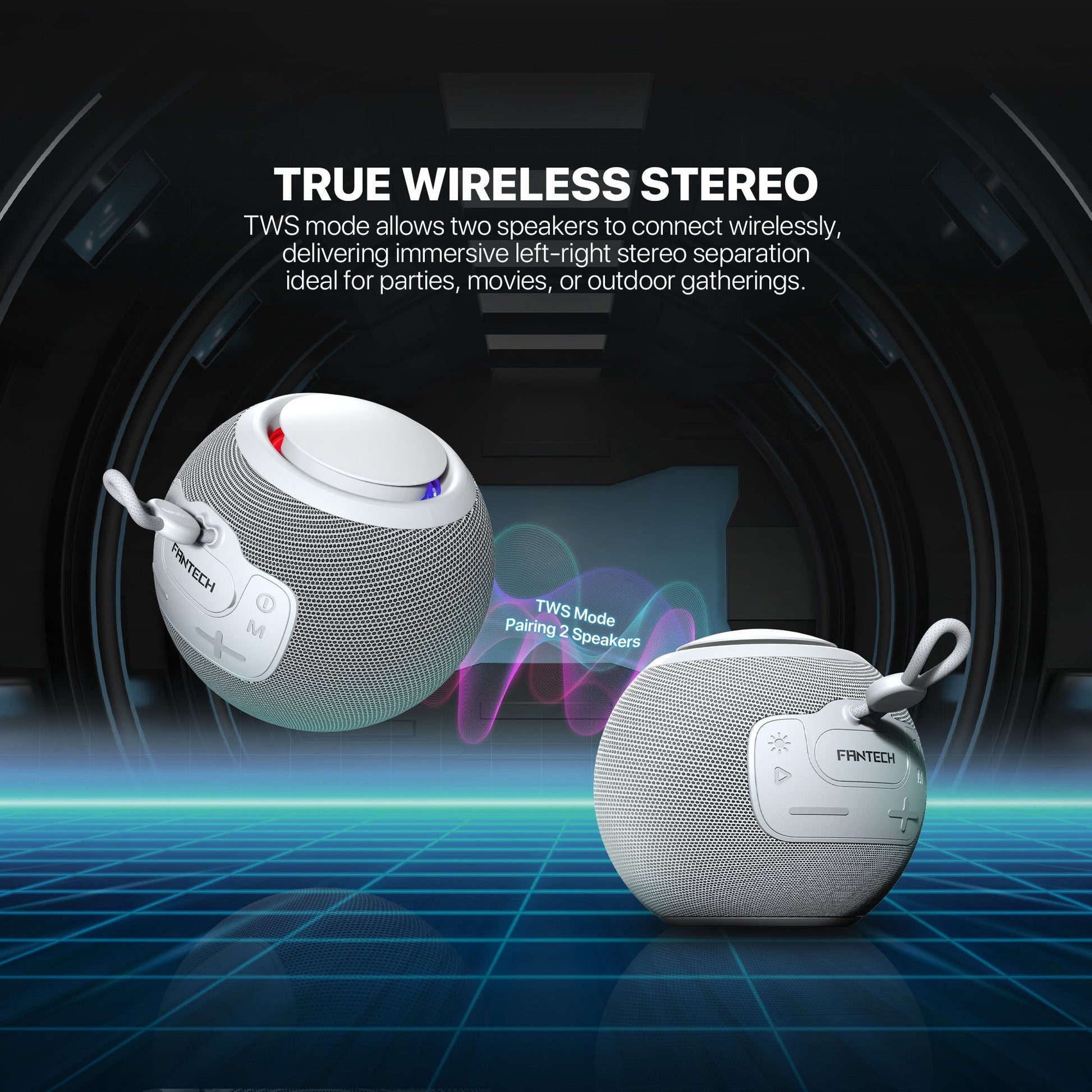 Fantech Bs161 Portable Bt Wireless Speaker Tws 4-way Connectivity Tf Card Party use Hands-free Call Rgb Mini Deep Bass