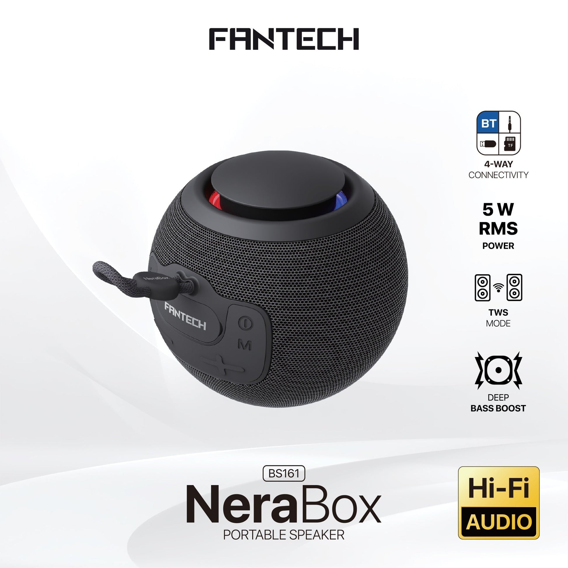 Fantech Bs161 Portable Bt Wireless Speaker Tws 4-way Connectivity Tf Card Party use Hands-free Call Rgb Mini Deep Bass