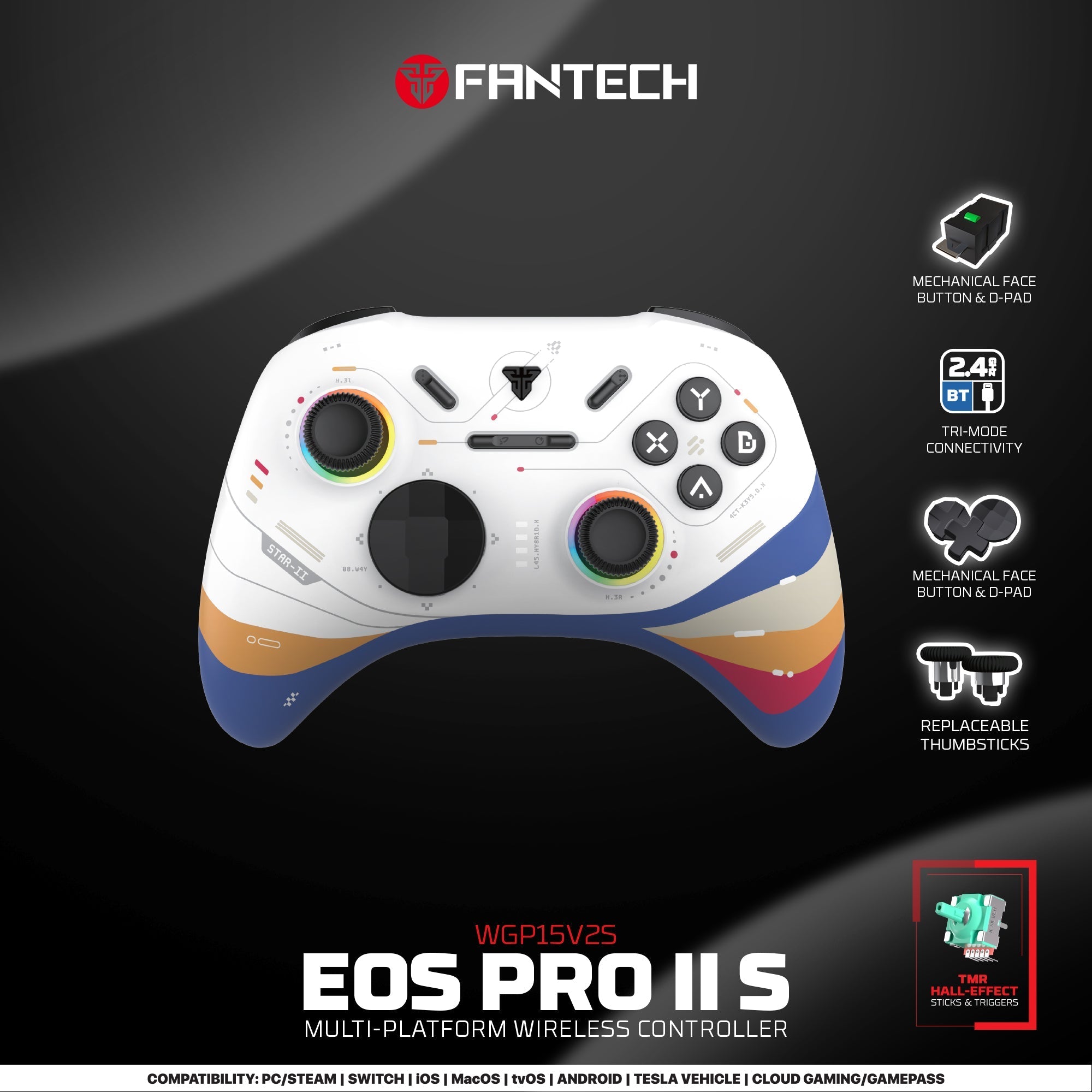 FANTECH EOS PRO II WGP15 V2 WIRELESS GAMEPAD GEMINUS BLACK Console