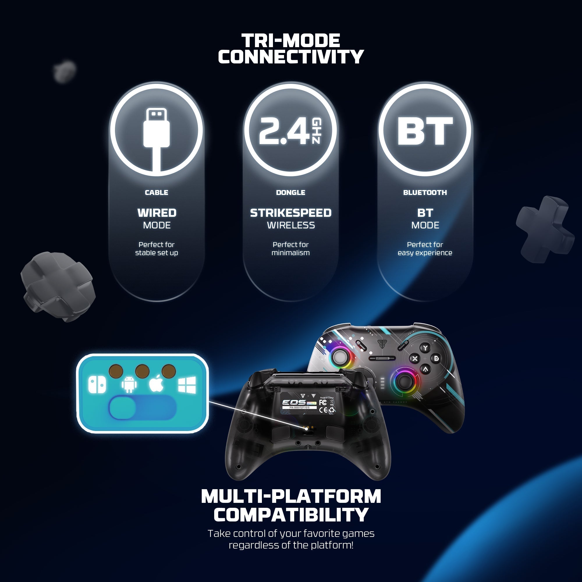 FANTECH EOS PRO II WGP15 V2 WIRELESS GAMEPAD GEMINUS BLACK Console