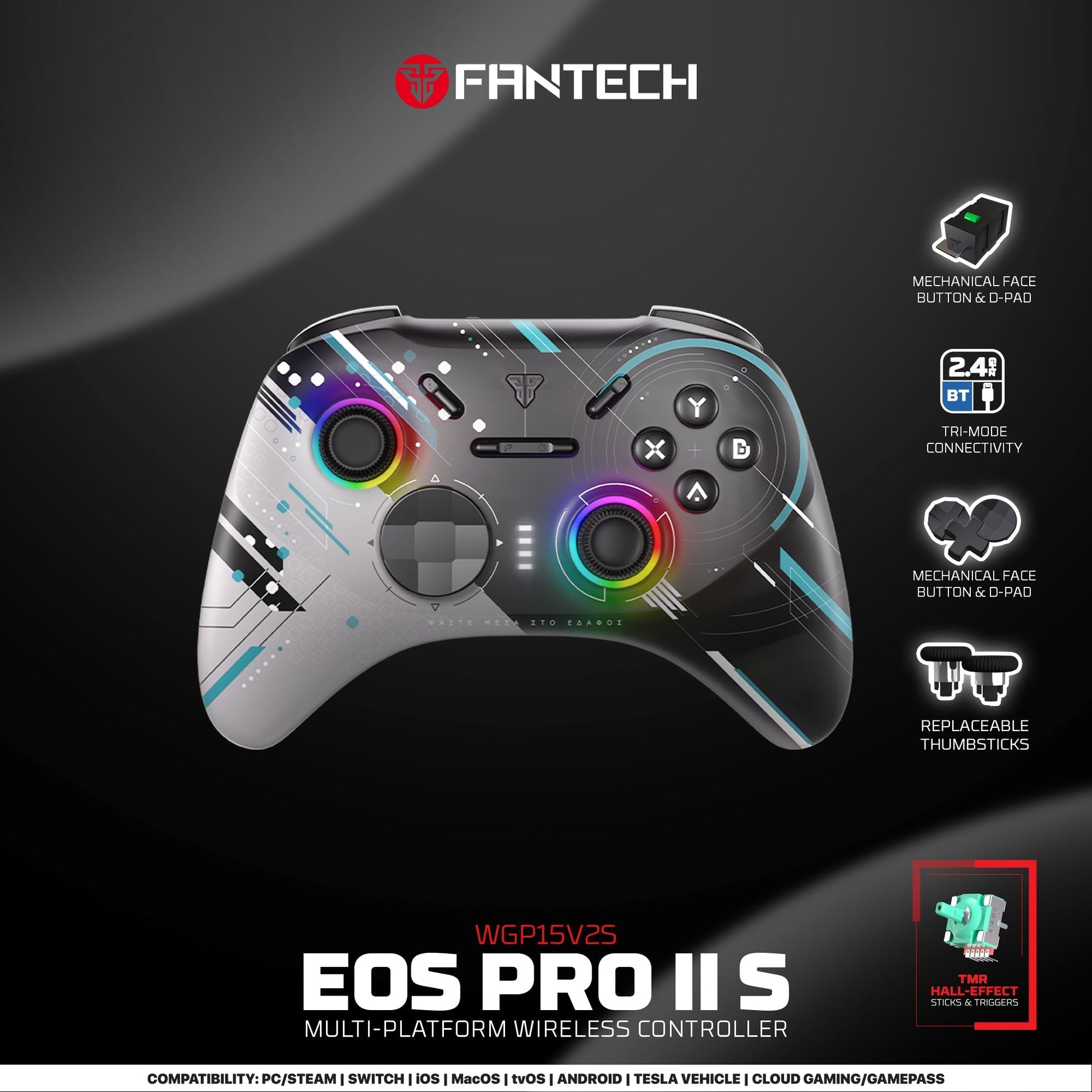 FANTECH EOS PRO II WGP15 V2 WIRELESS GAMEPAD GEMINUS BLACK Console