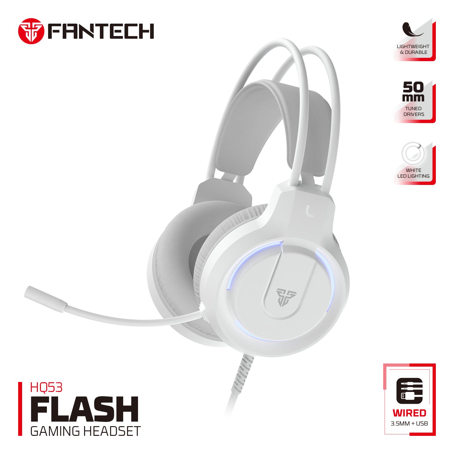 FANTECH FLASH HQ53 LIGHTWEIGHT GAMING HEADSET Headset 3.5