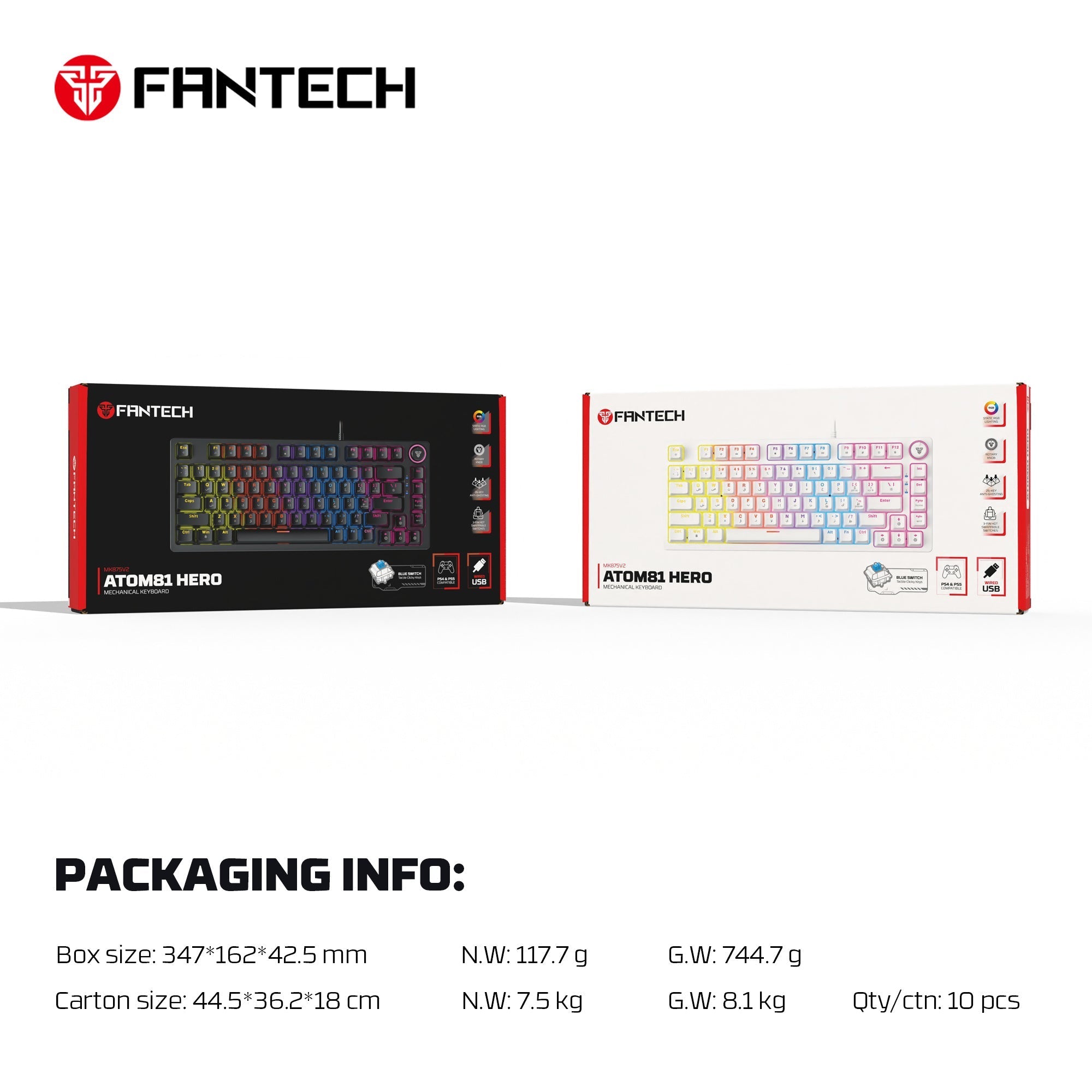 Fantech Hero Mk875v2 Gaming Keyboard Rgb (ps5 - Ps4 - Pc) - Keyboard