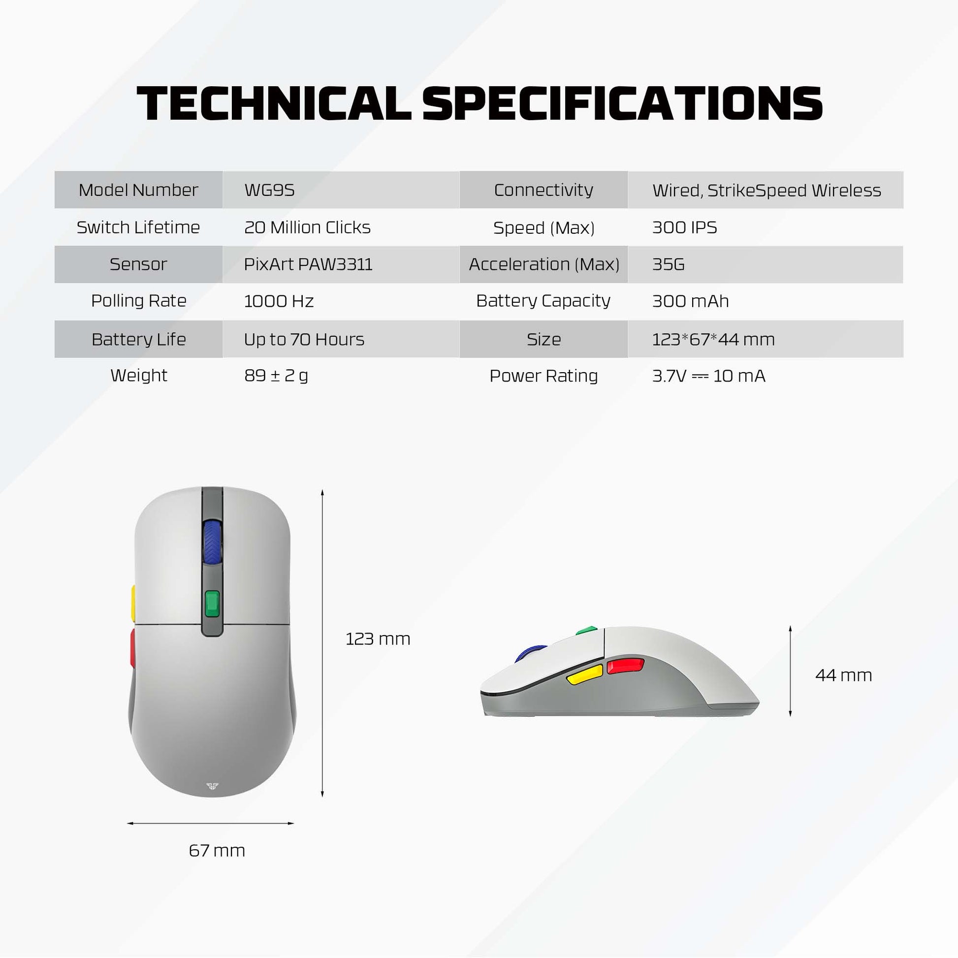 FANTECH KANATA S WG9S SUPER MAXFIT WIRELESS GAMING MOUSE Dual Mode Connection