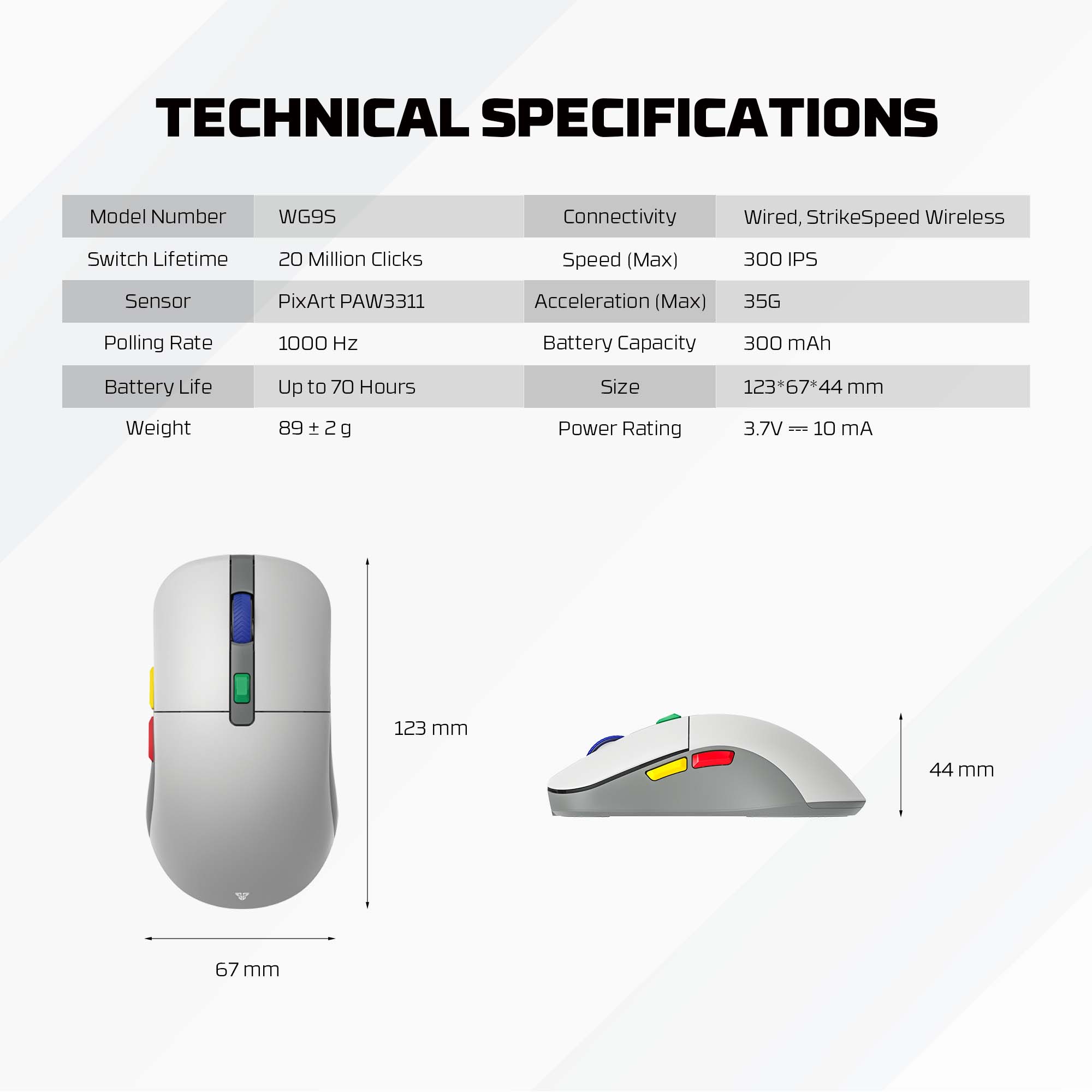 FANTECH KANATA S WG9S SUPER MAXFIT WIRELESS GAMING MOUSE Dual Mode Connection
