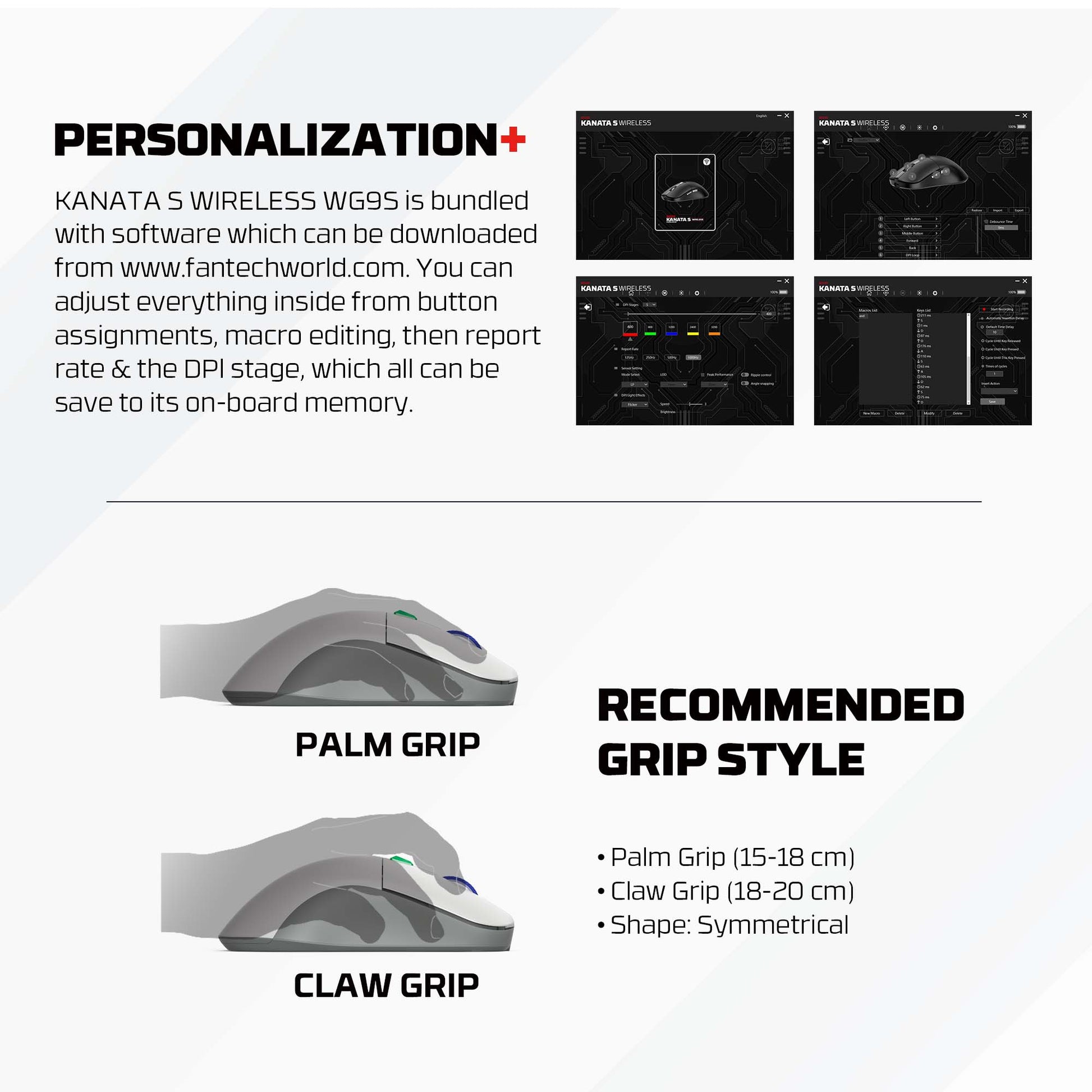 FANTECH KANATA S WG9S SUPER MAXFIT WIRELESS GAMING MOUSE Dual Mode Connection
