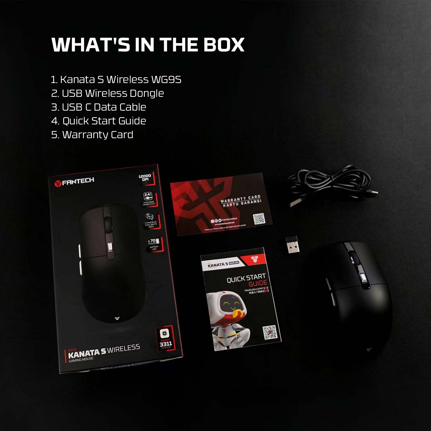 FANTECH KANATA S WG9S WIRELESS GAMING MOUSE BLACK Mouse