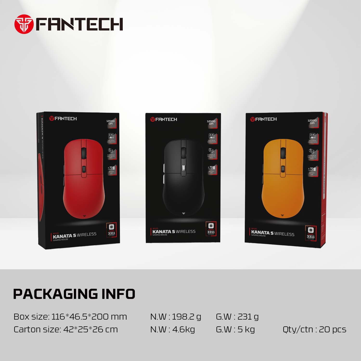 FANTECH KANATA S WG9S WIRELESS GAMING MOUSE YELLOW Mouse