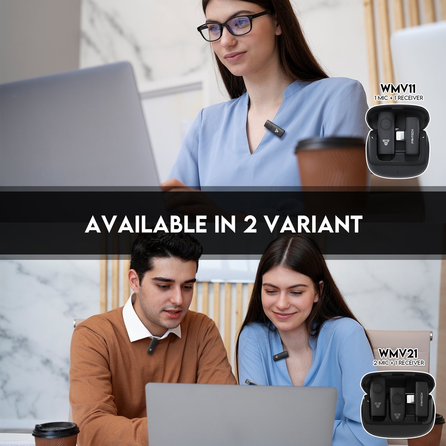 Fantech LEVIOSA AIR WMV21L Lightning Dual Mic Lightning Wireless Microphone New