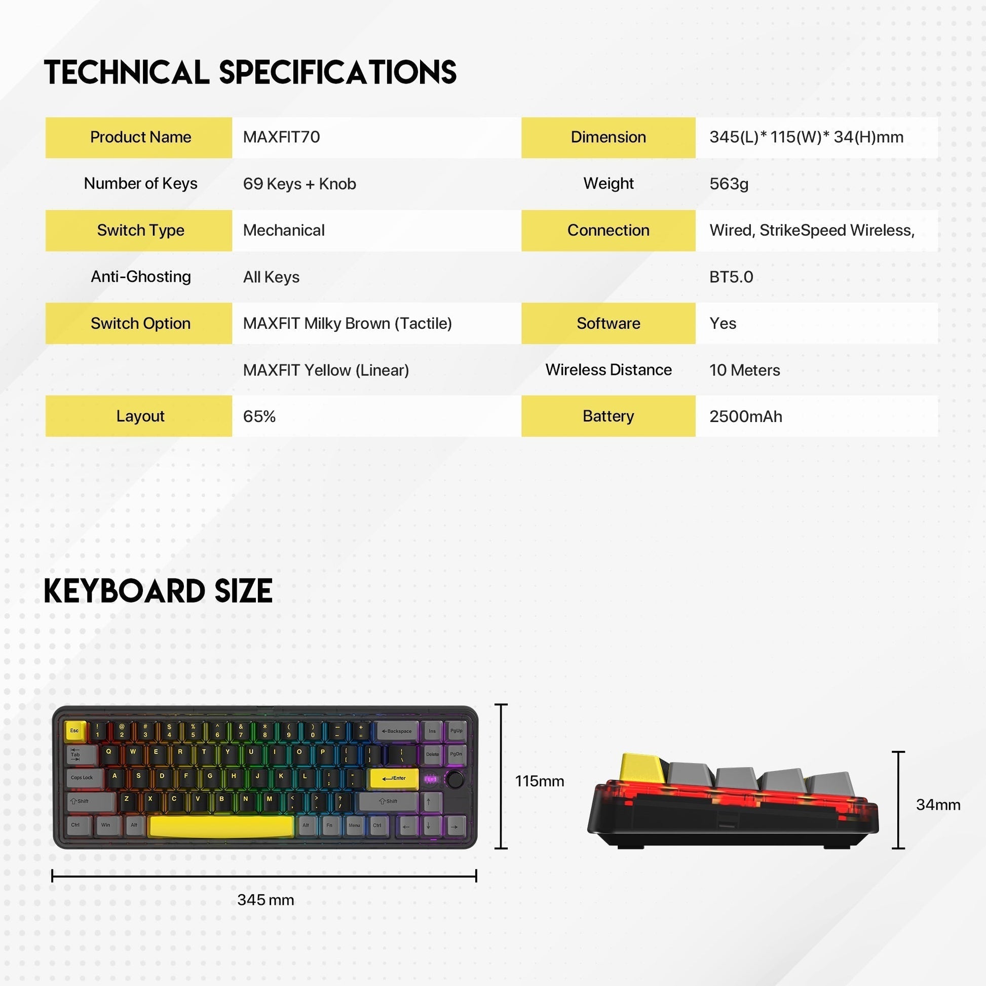Fantech Maxfit70 MK911 Vibe Edition LONDON TOUR Mechanical Gaming Keyboard