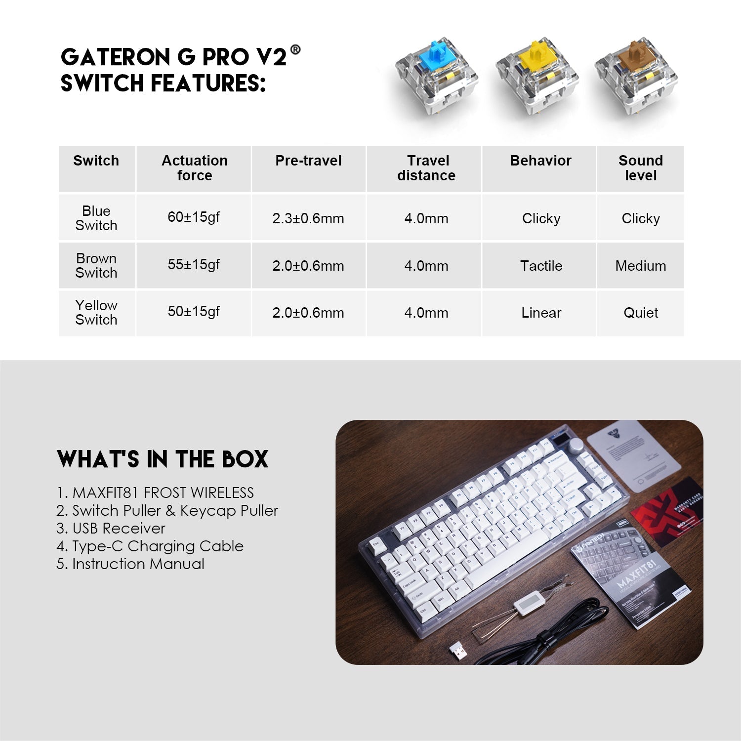 Fantech Maxfit81 MK910 PBT Frost Wireless Modular Mechanical Gaming Keyboard