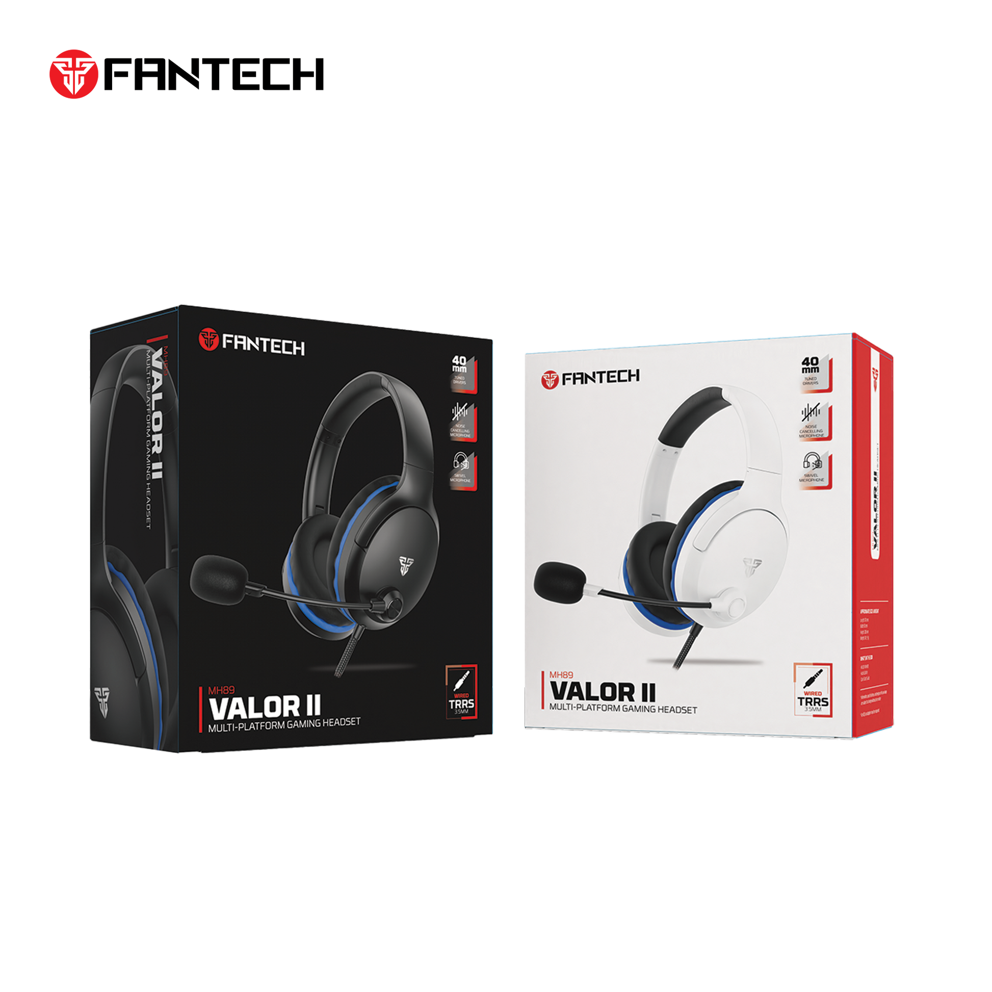 FANTECH MH89 VALOR II Multi Platform Gaming Headset White Headset 3.5