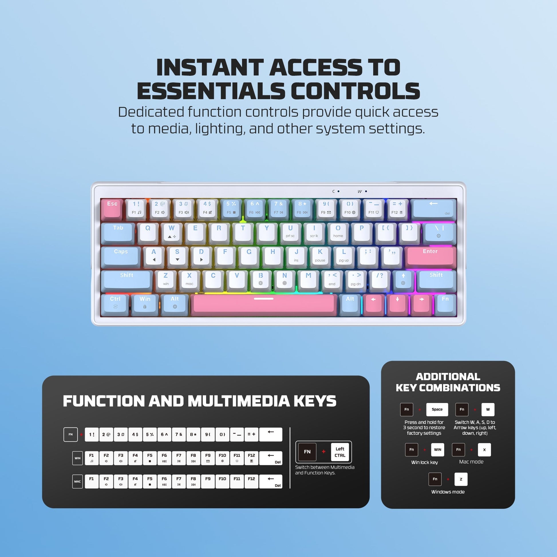 Fantech Mk611 Atom X63 Ame Edition - Blue - Keyboard