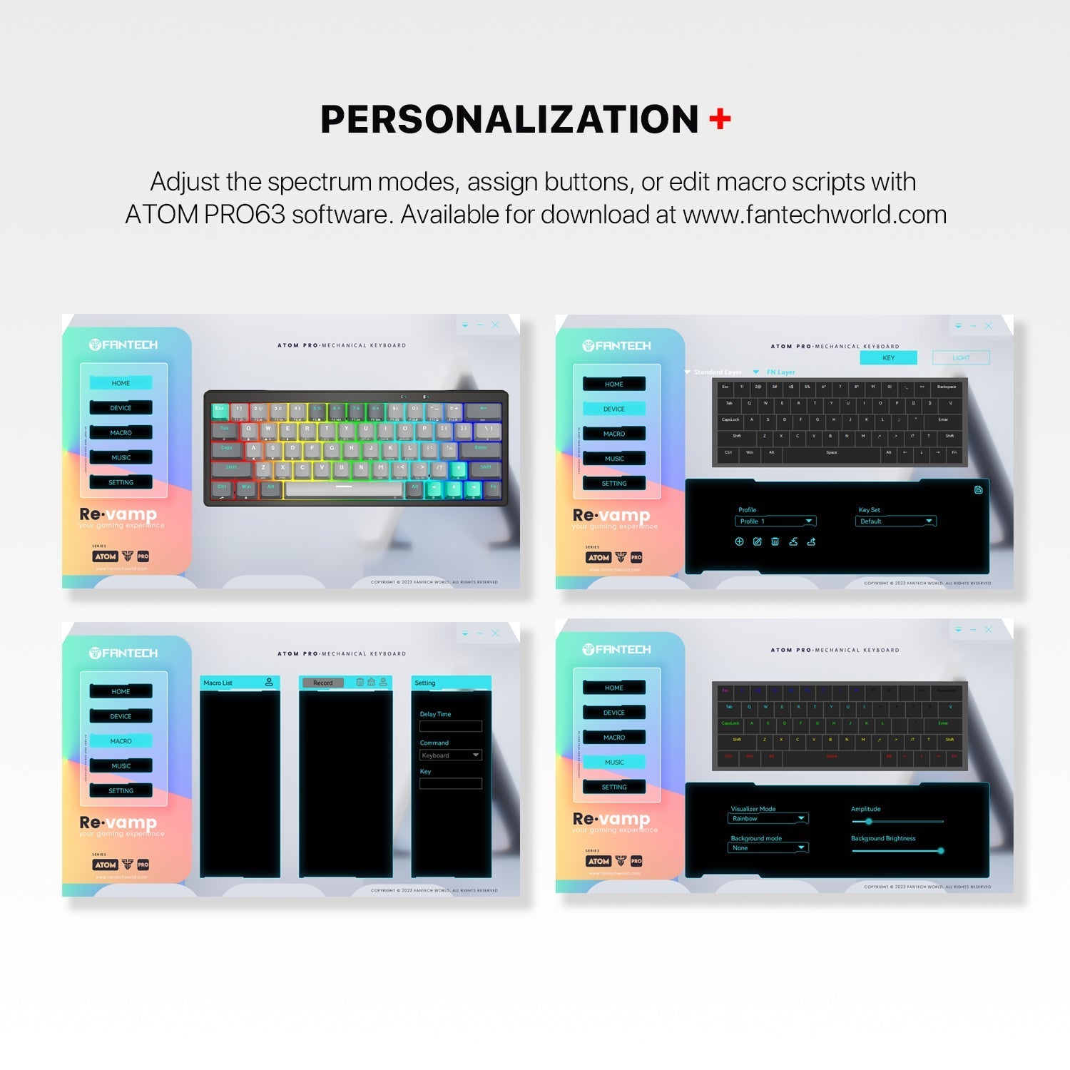 Fantech MK912 ATOM PRO63 RGB Bluetooth Wireless Gaming keyboard Saturn Keyboard