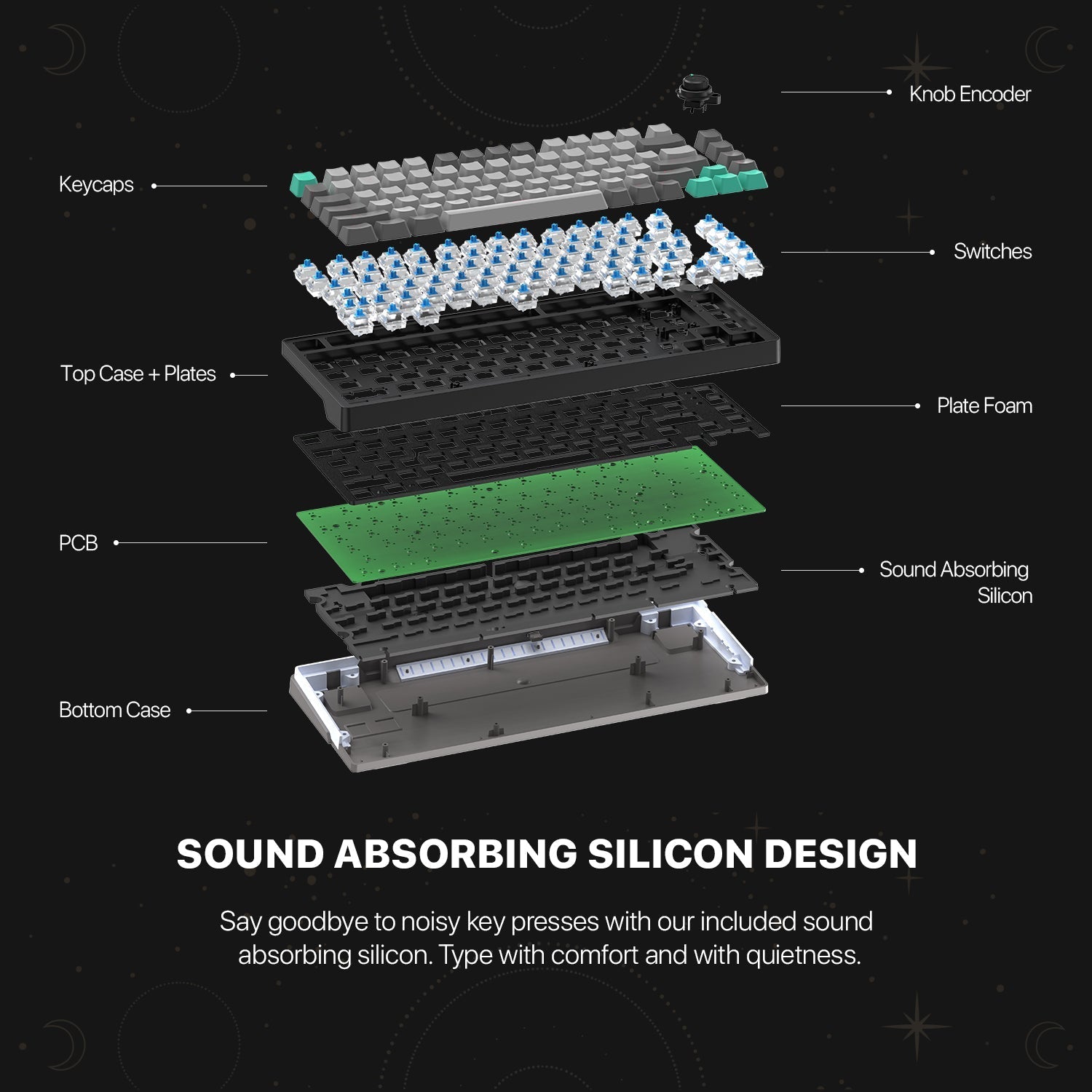 Fantech MK913 ATOM PRO83 RGB Bluetooth Wireless Gaming keyboard Saturn Keyboard