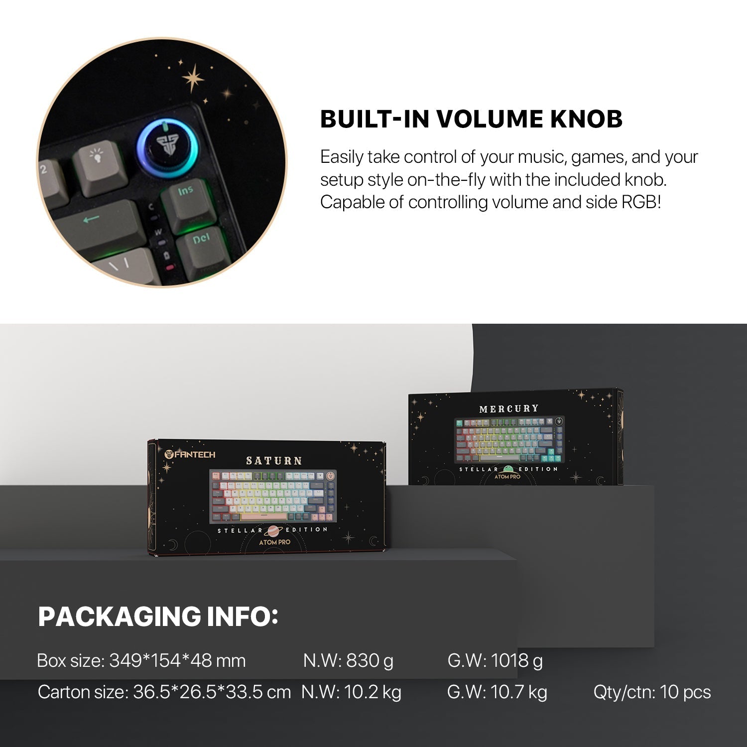 Fantech MK913 ATOM PRO83 RGB Bluetooth Wireless Gaming keyboard Saturn Keyboard